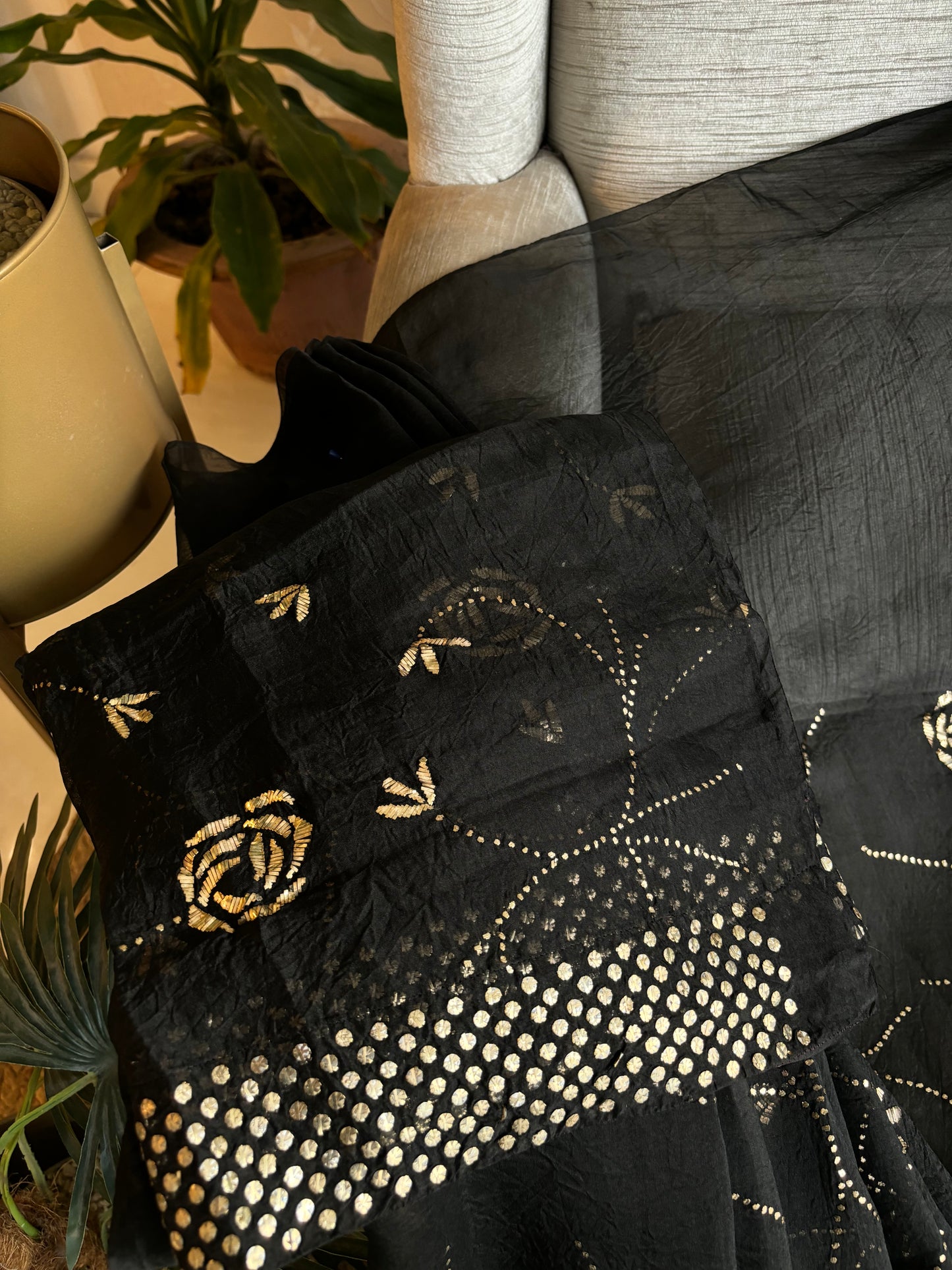 Black Organza Silk Badla Saree and Blouse