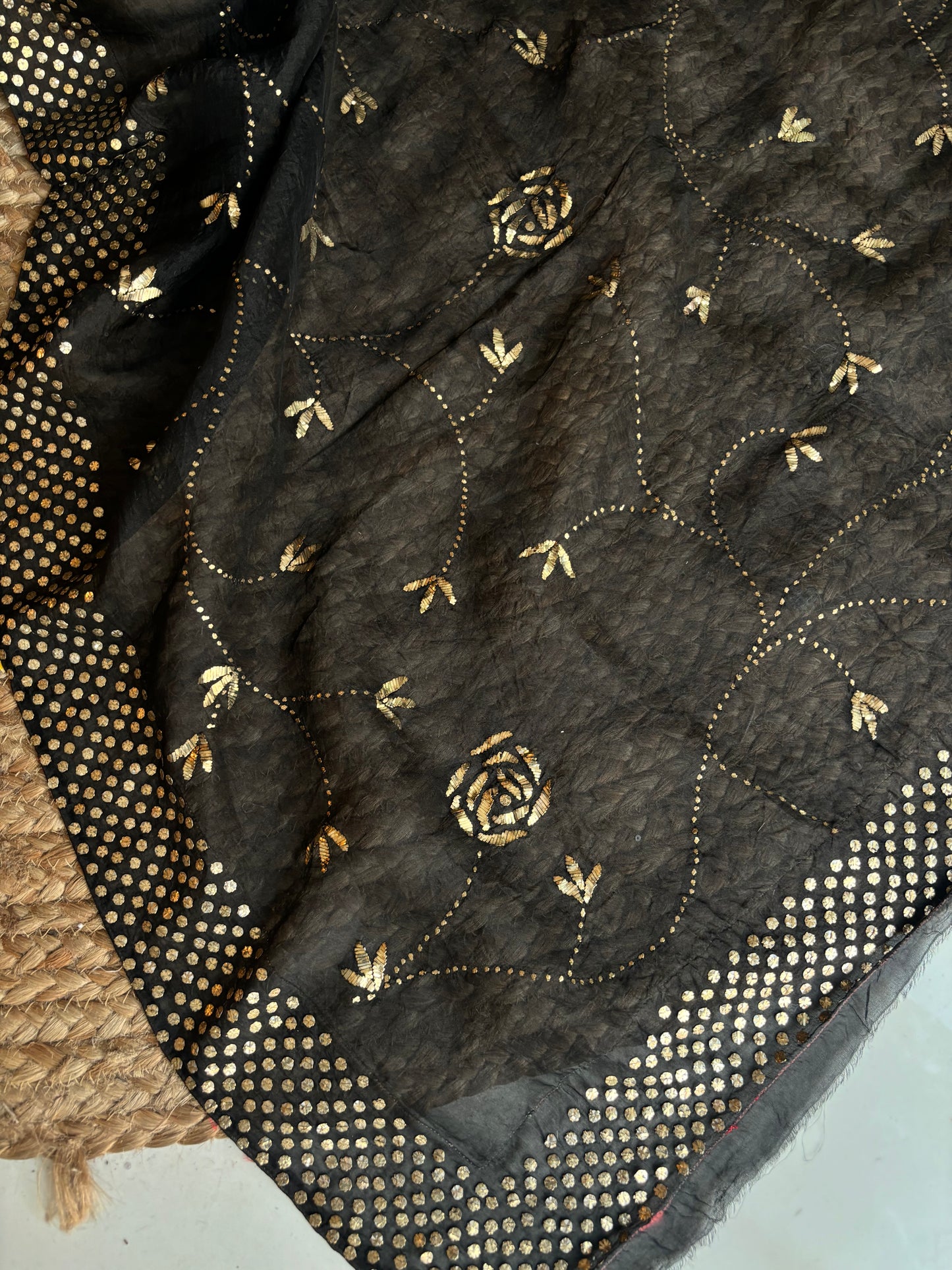 Black Organza Silk Badla Saree and Blouse