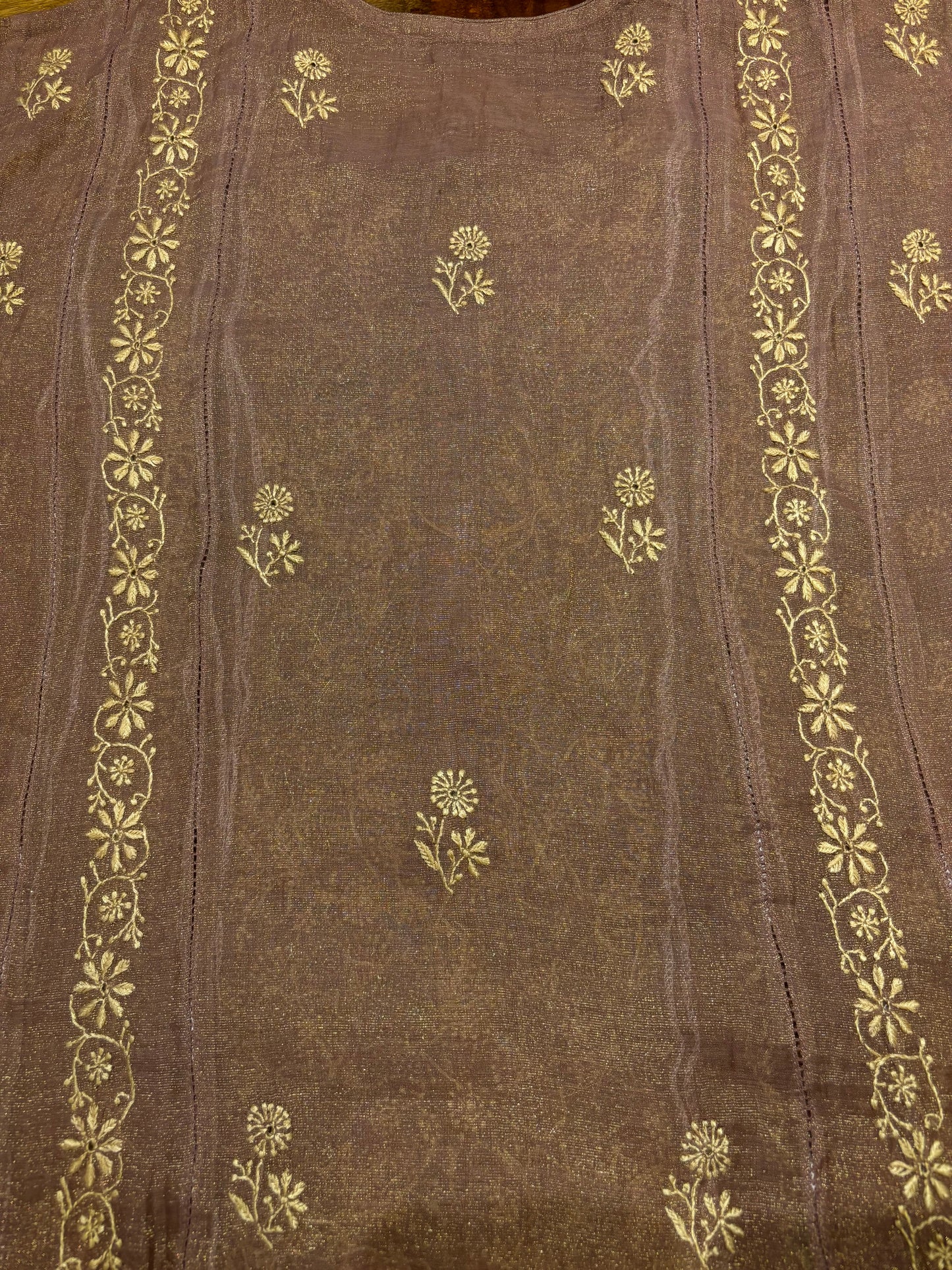Garnet Pure Tissue Chikankari Kurta and Dupatta