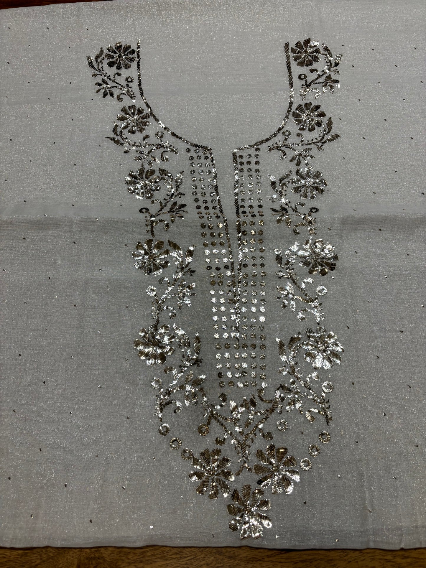 Dyeable Silver Pure Tissue Badla Kurta and Dupatta Fabric