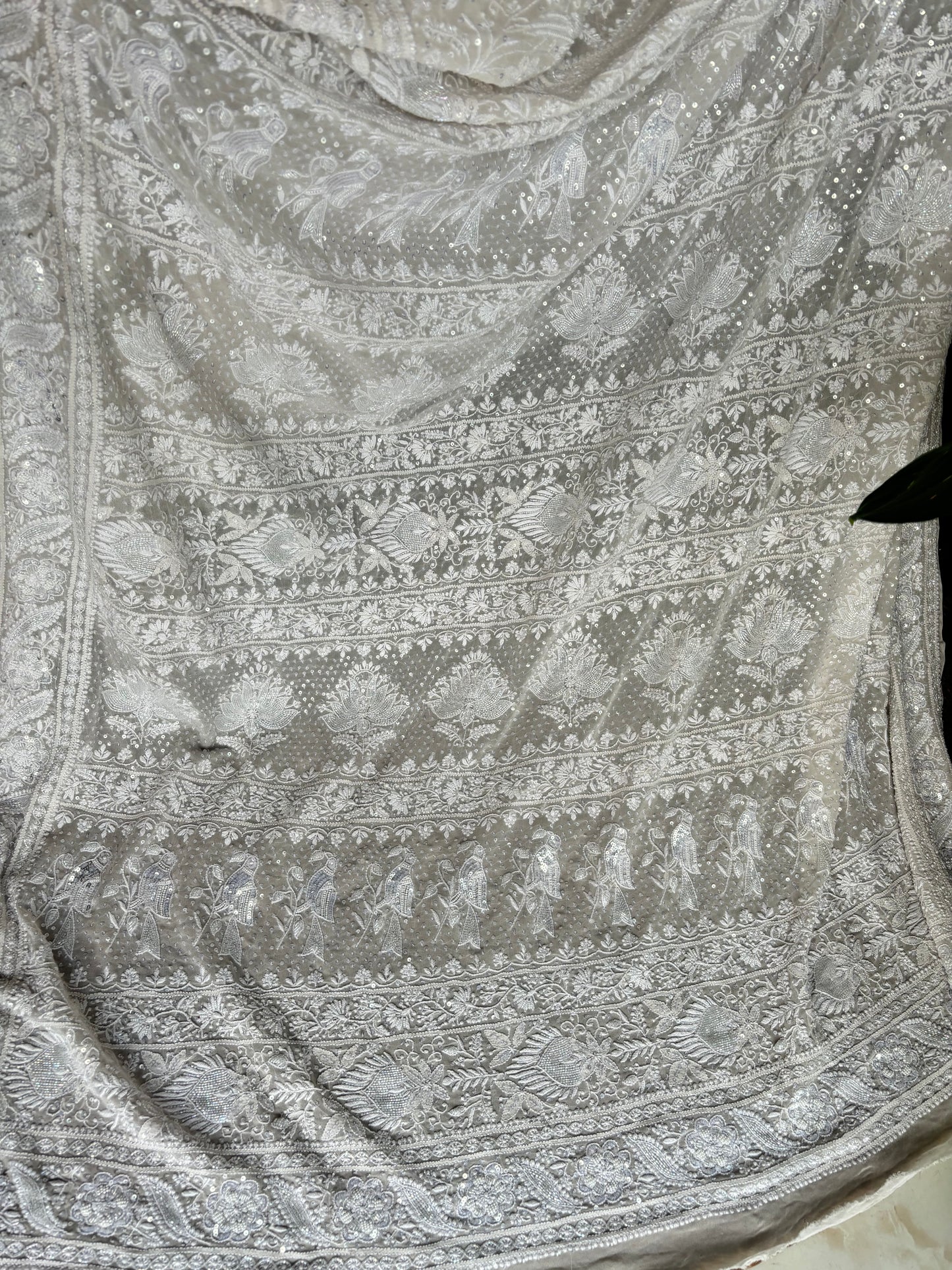 Dyeable Pure Georgette Chikankari Saree and Blouse