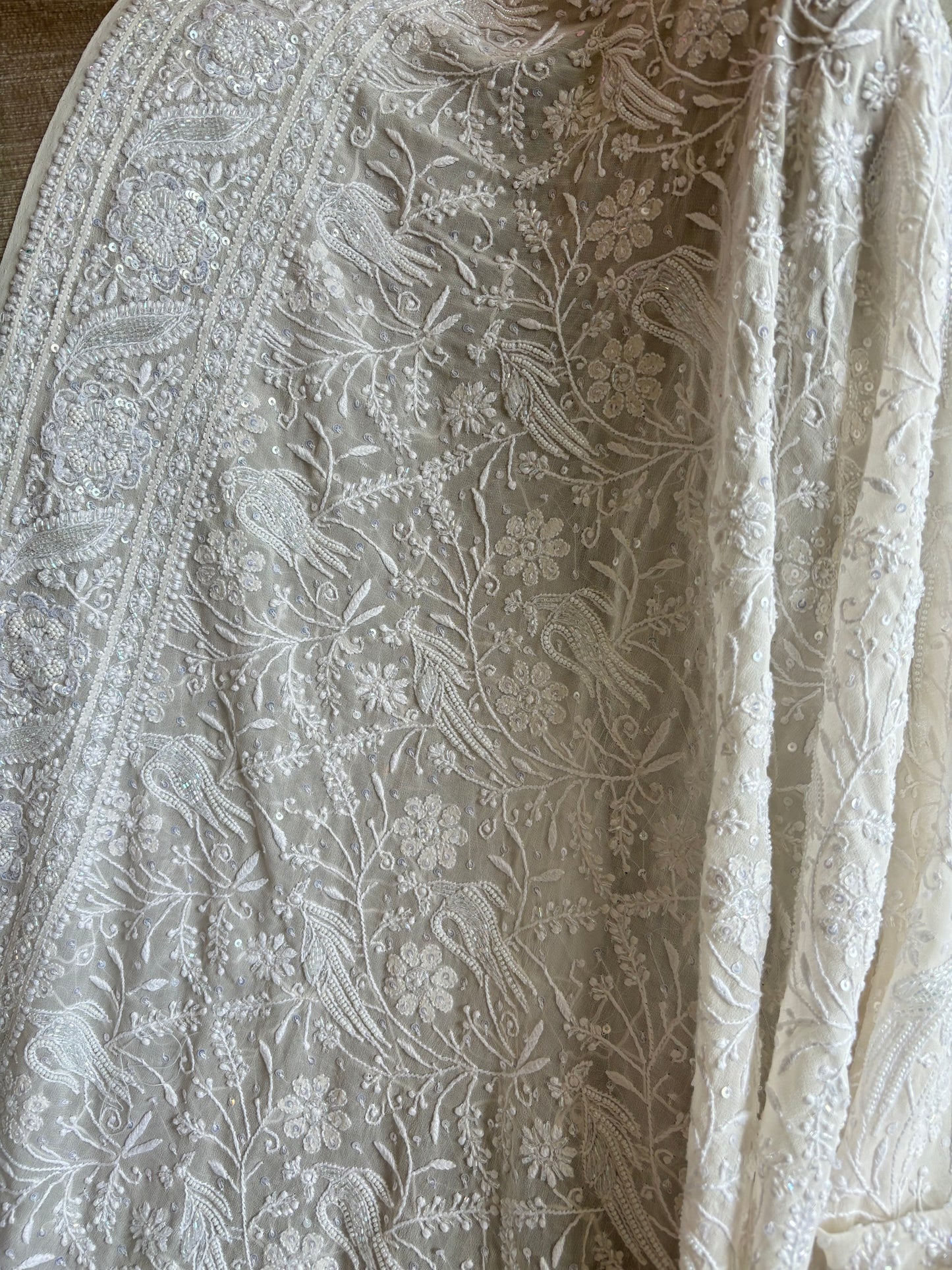 Dyeable Pure Georgette Chikankari Saree and Blouse