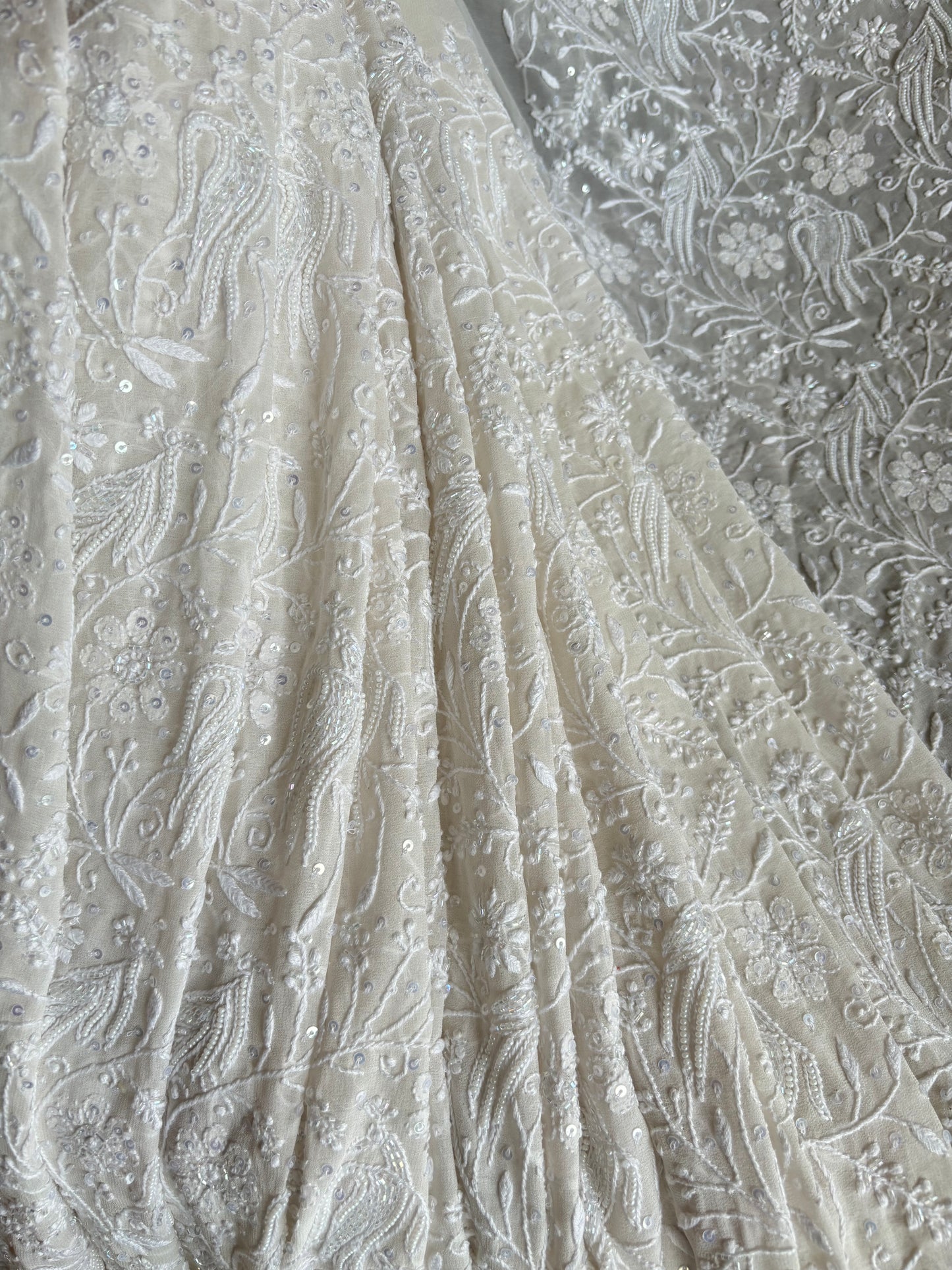 Dyeable Pure Georgette Chikankari Saree and Blouse