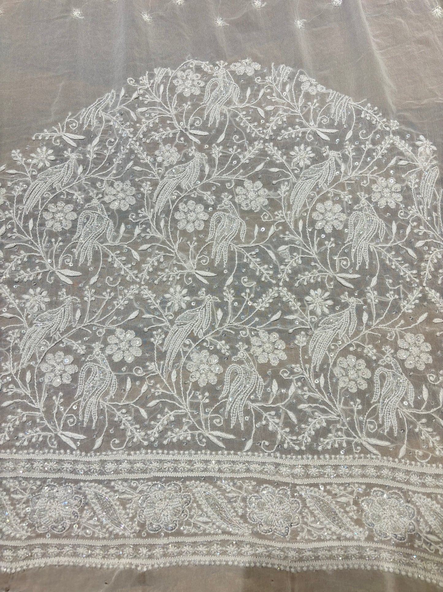Dyeable Pure Georgette Chikankari Saree and Blouse