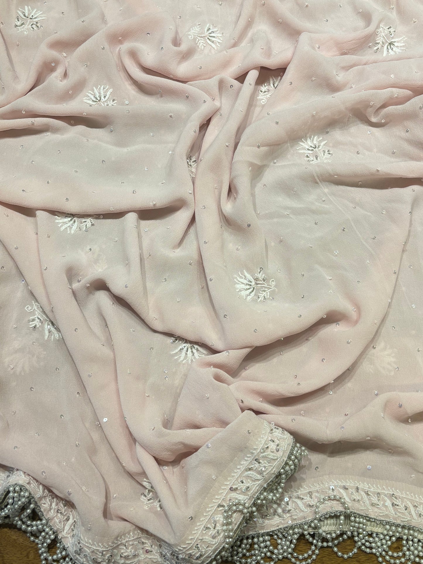 Blush Pink Pure Georgette Chikankari Anarkali and Dupatta