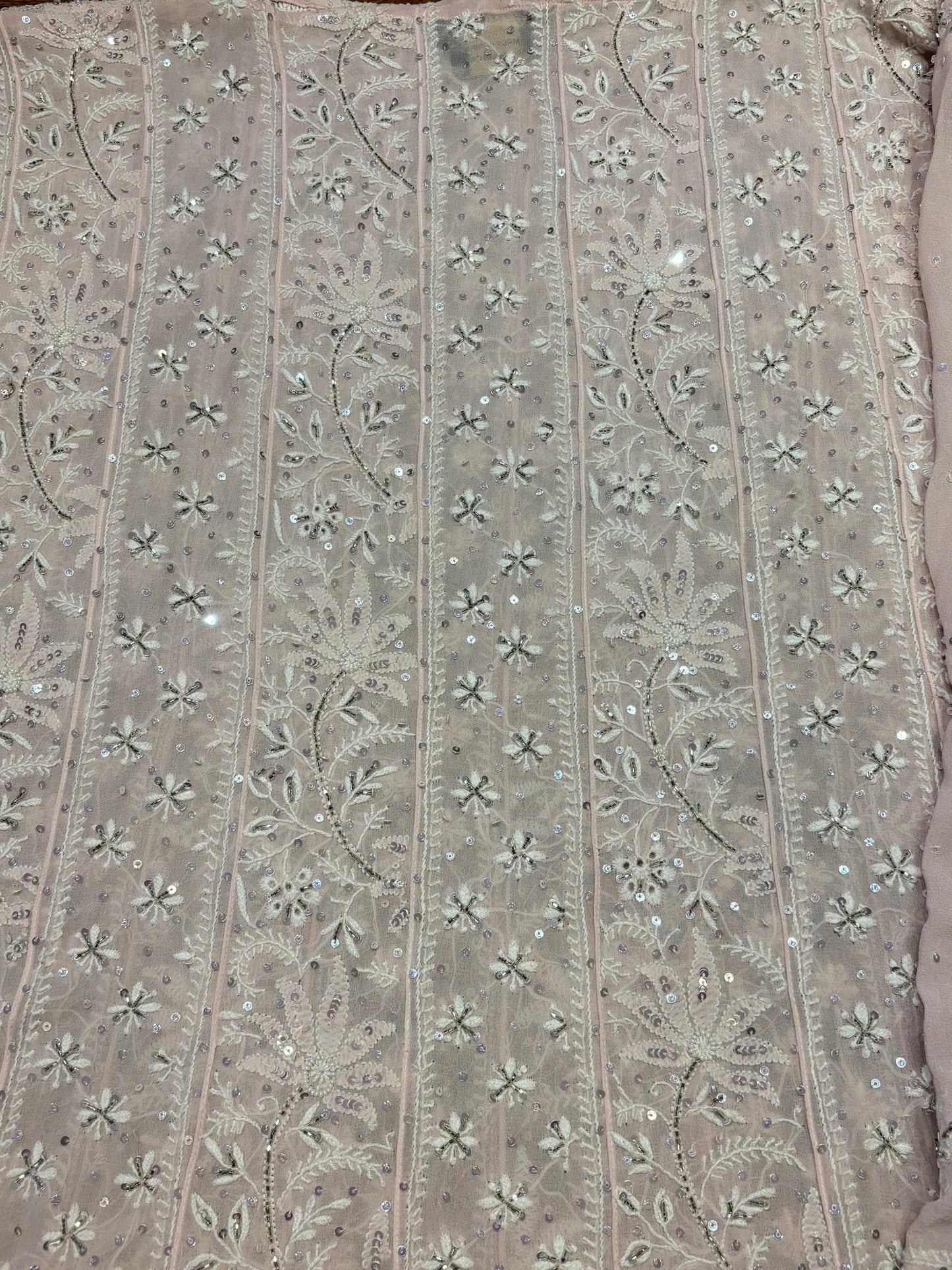 Blush Pink Pure Georgette Chikankari Anarkali and Dupatta