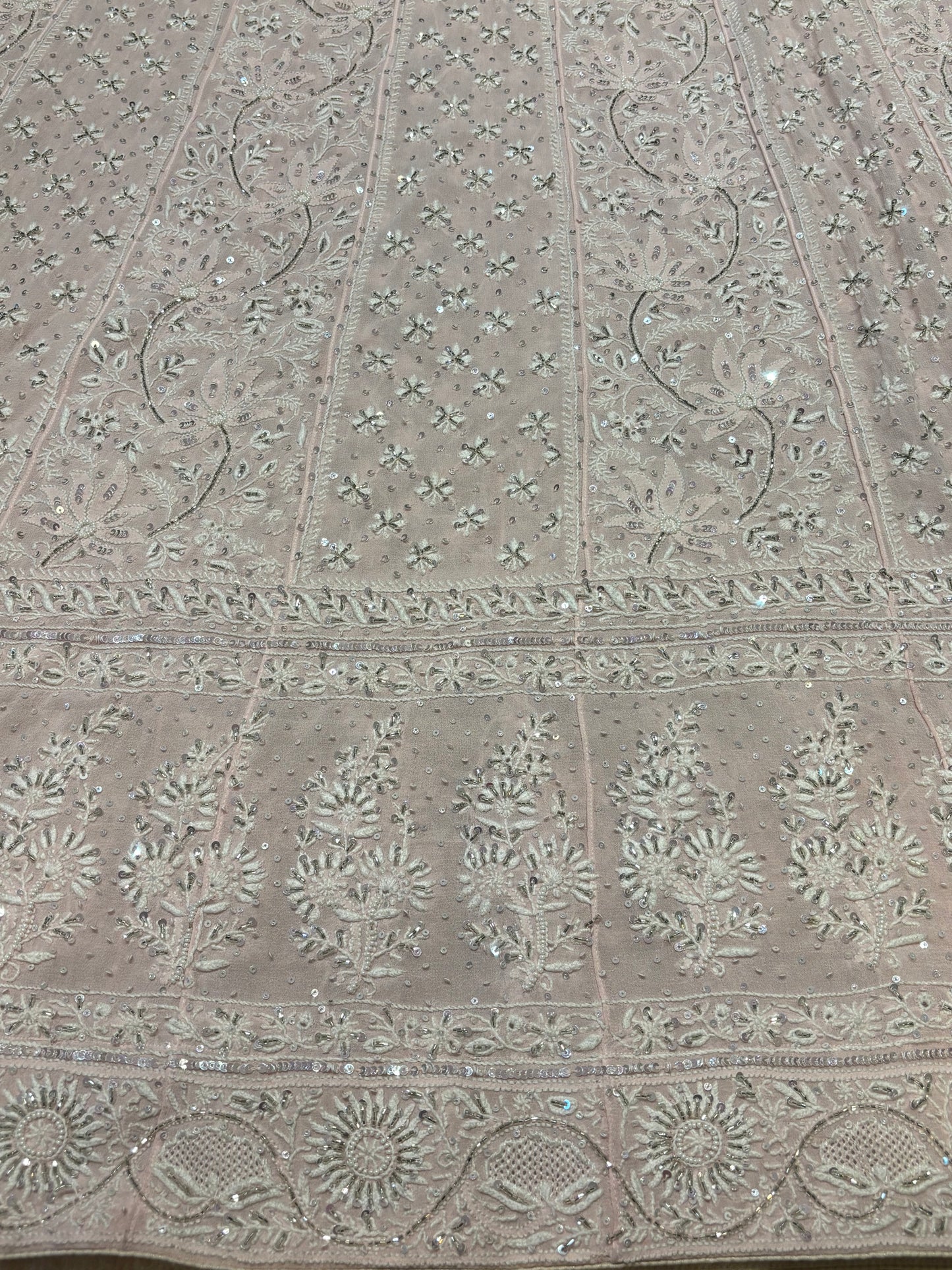 Blush Pink Pure Georgette Chikankari Anarkali and Dupatta