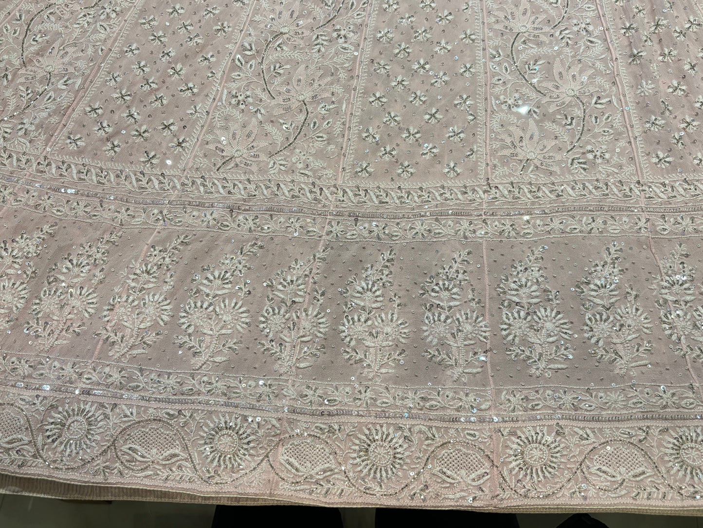 Blush Pink Pure Georgette Chikankari Anarkali and Dupatta