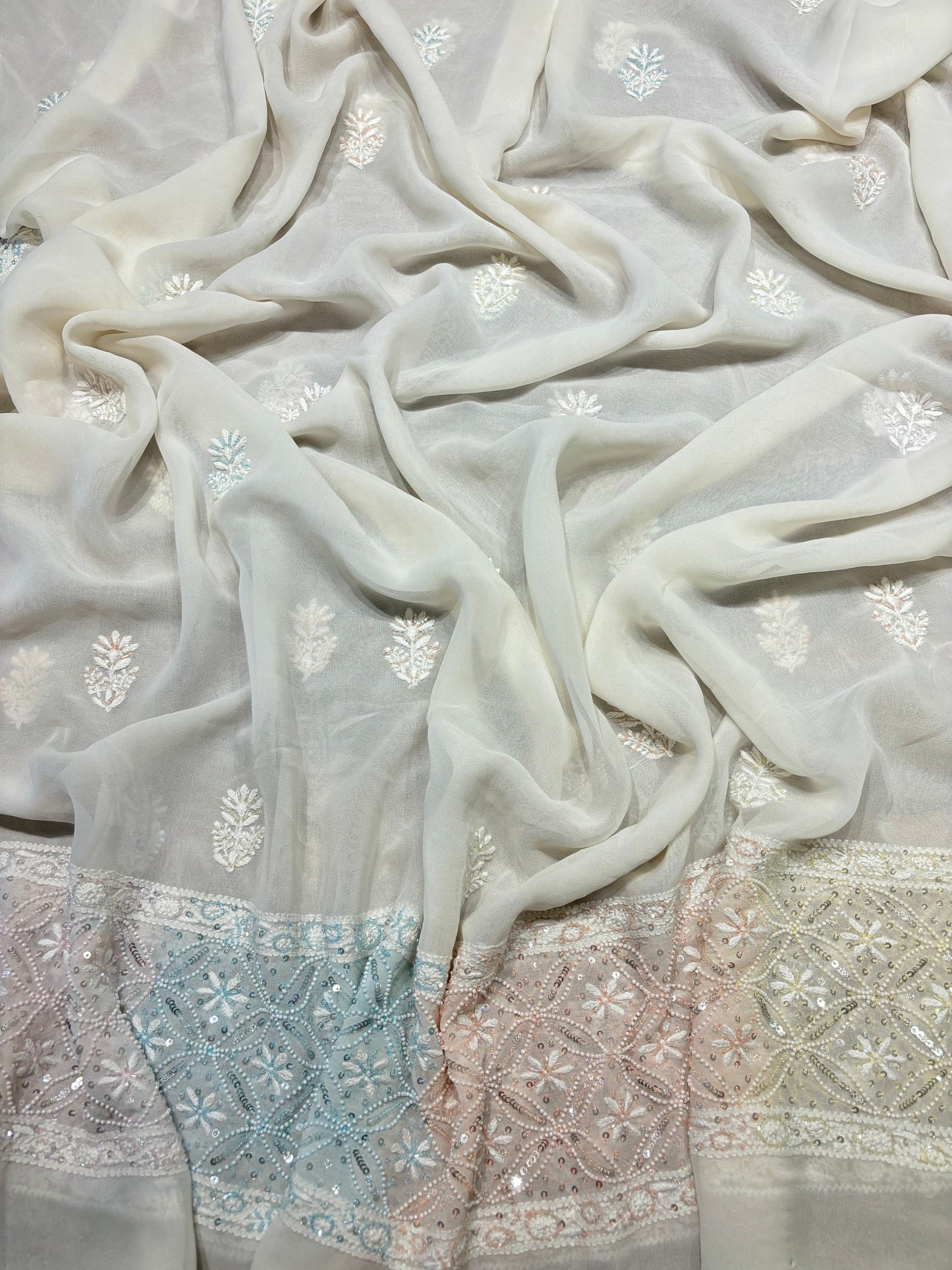 Dyeable Chikankari Pure Georgette Anarkali and Dupatta