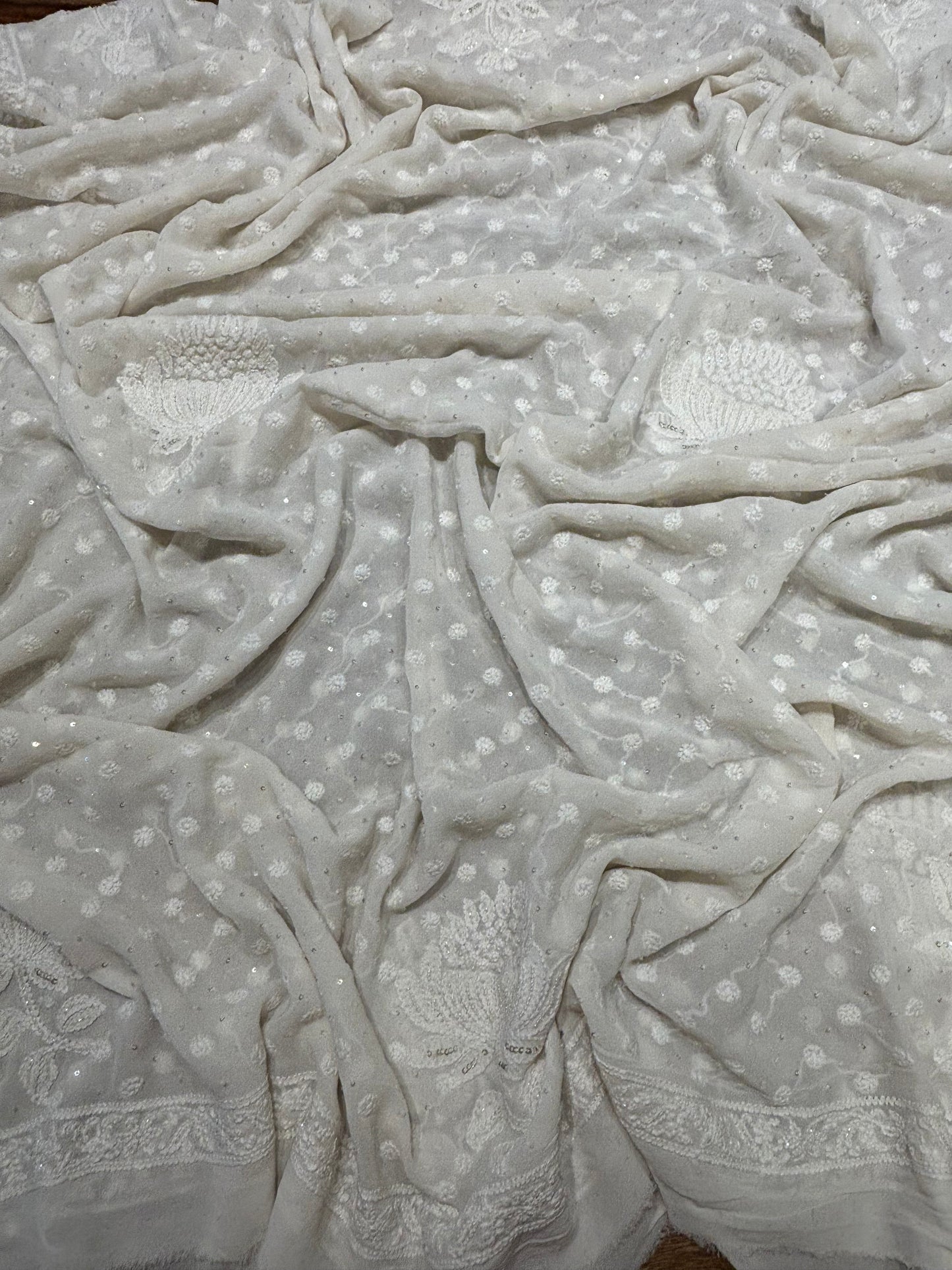 Dyeable Pure Georgette Chikankari Anarkali and Dupatta