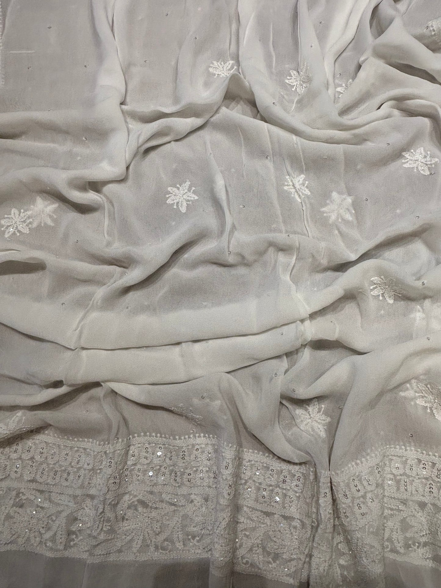 Dyeable Georgette Chikankari Anarkali & Dupatta