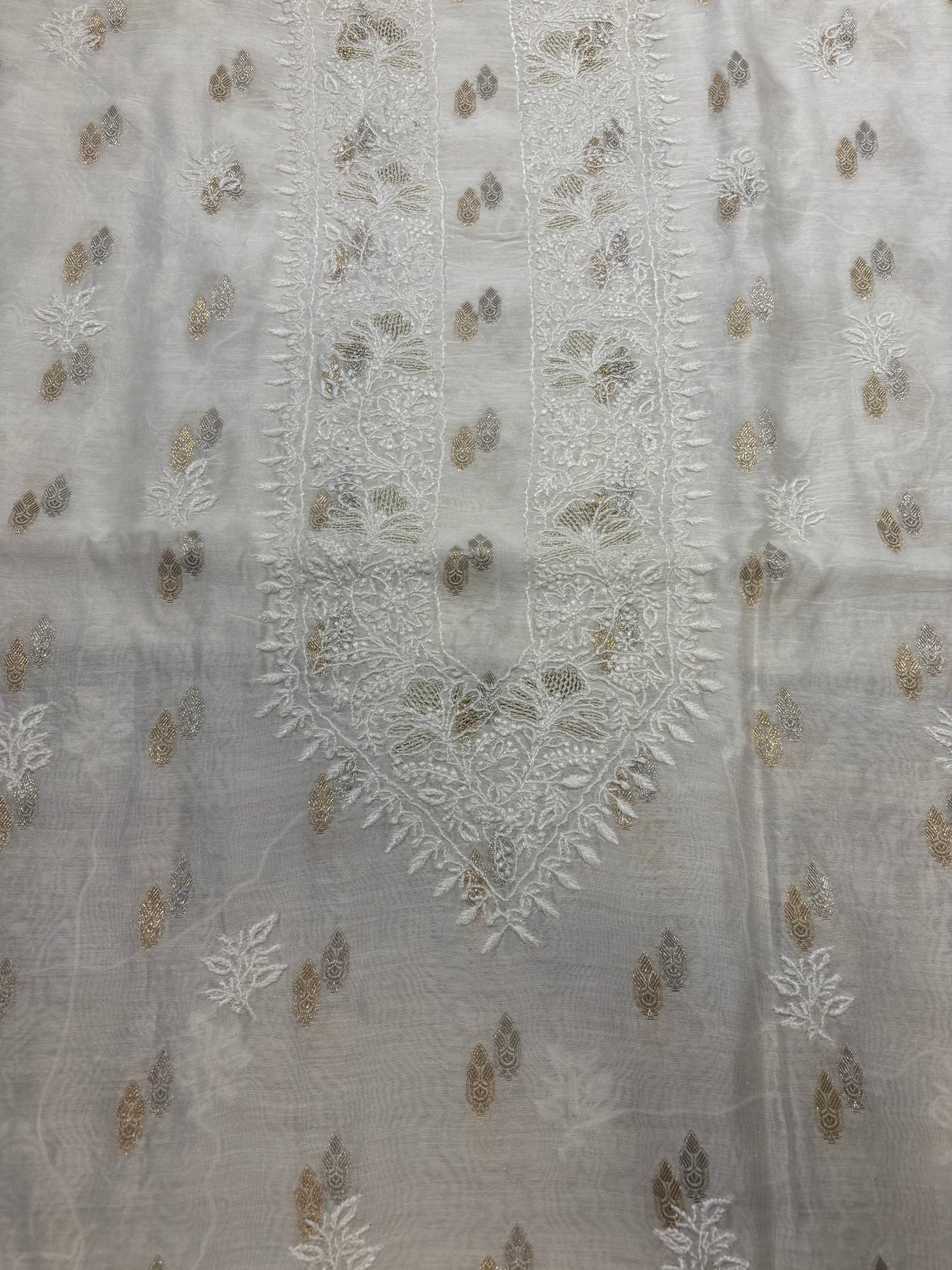 Dyeable Chanderi Banarsi Chikankari Men's Kurta Fabric