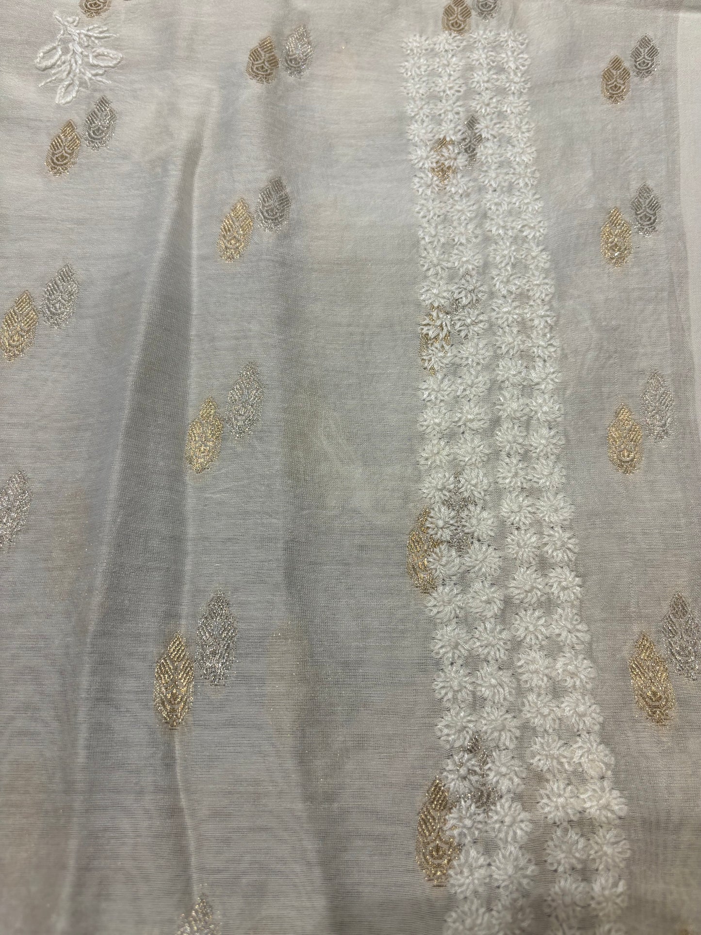 Dyeable Chanderi Banarsi Chikankari Men's Kurta Fabric