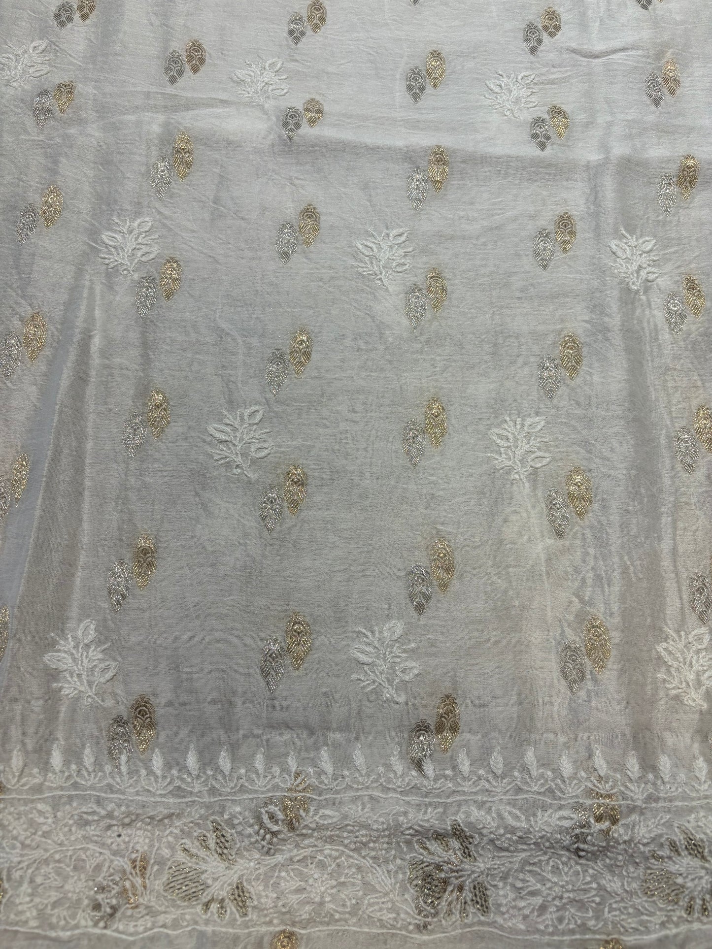 Dyeable Chanderi Banarsi Chikankari Men's Kurta Fabric