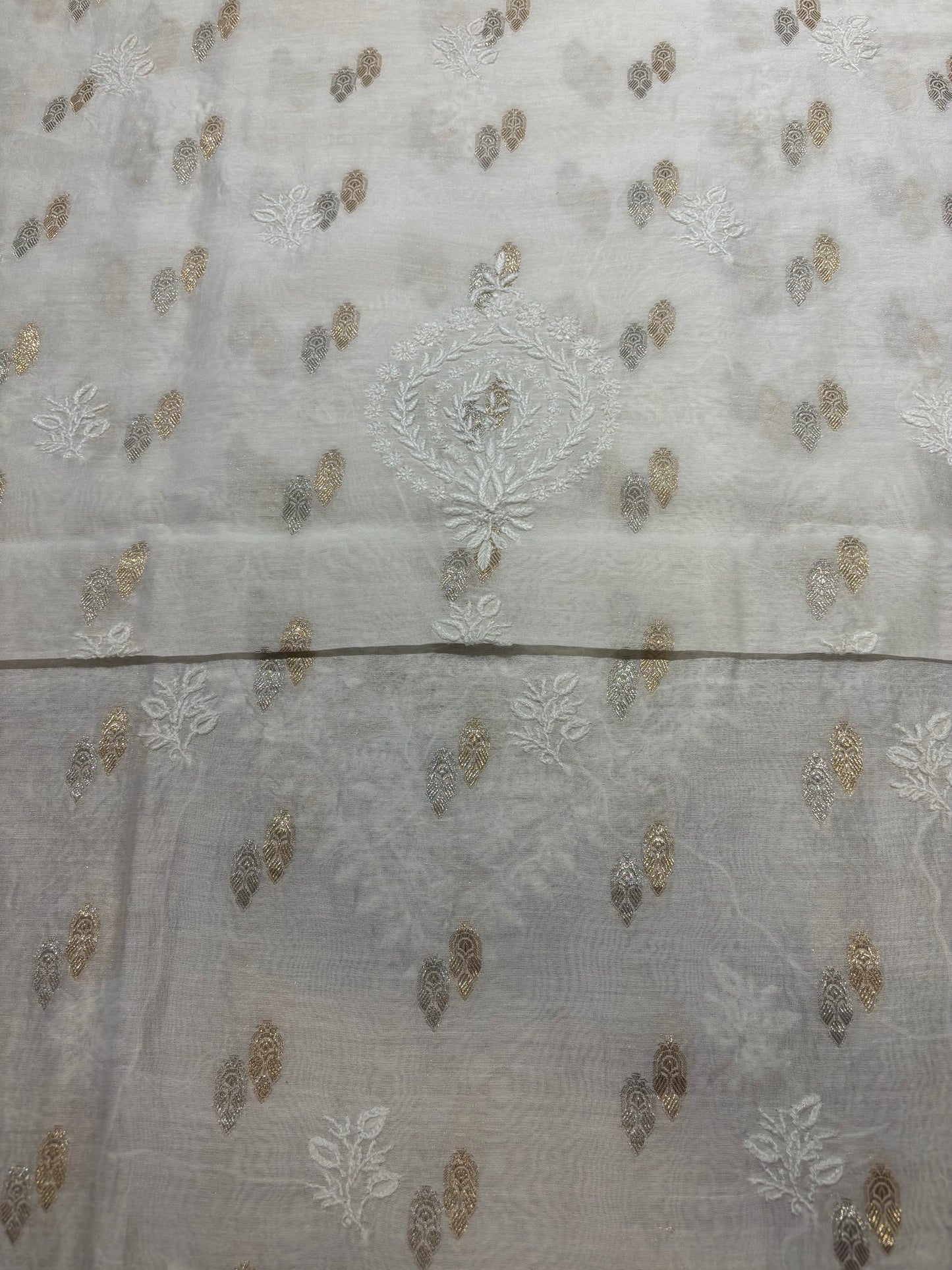 Dyeable Chanderi Banarsi Chikankari Men's Kurta Fabric