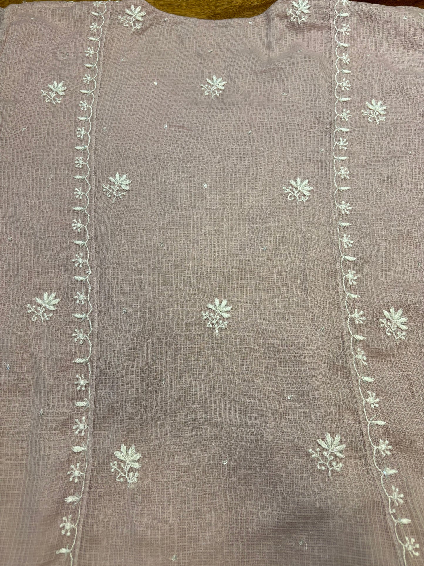 Lavender Latte Kota Doria Chikankari Tunic