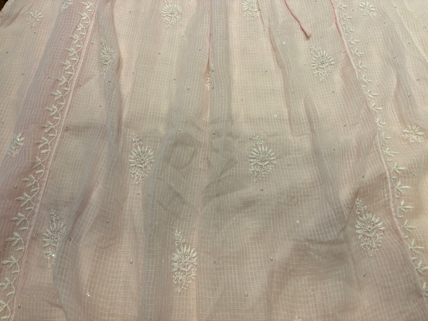 Blush Pink Kota Doria Chikankari Tunic