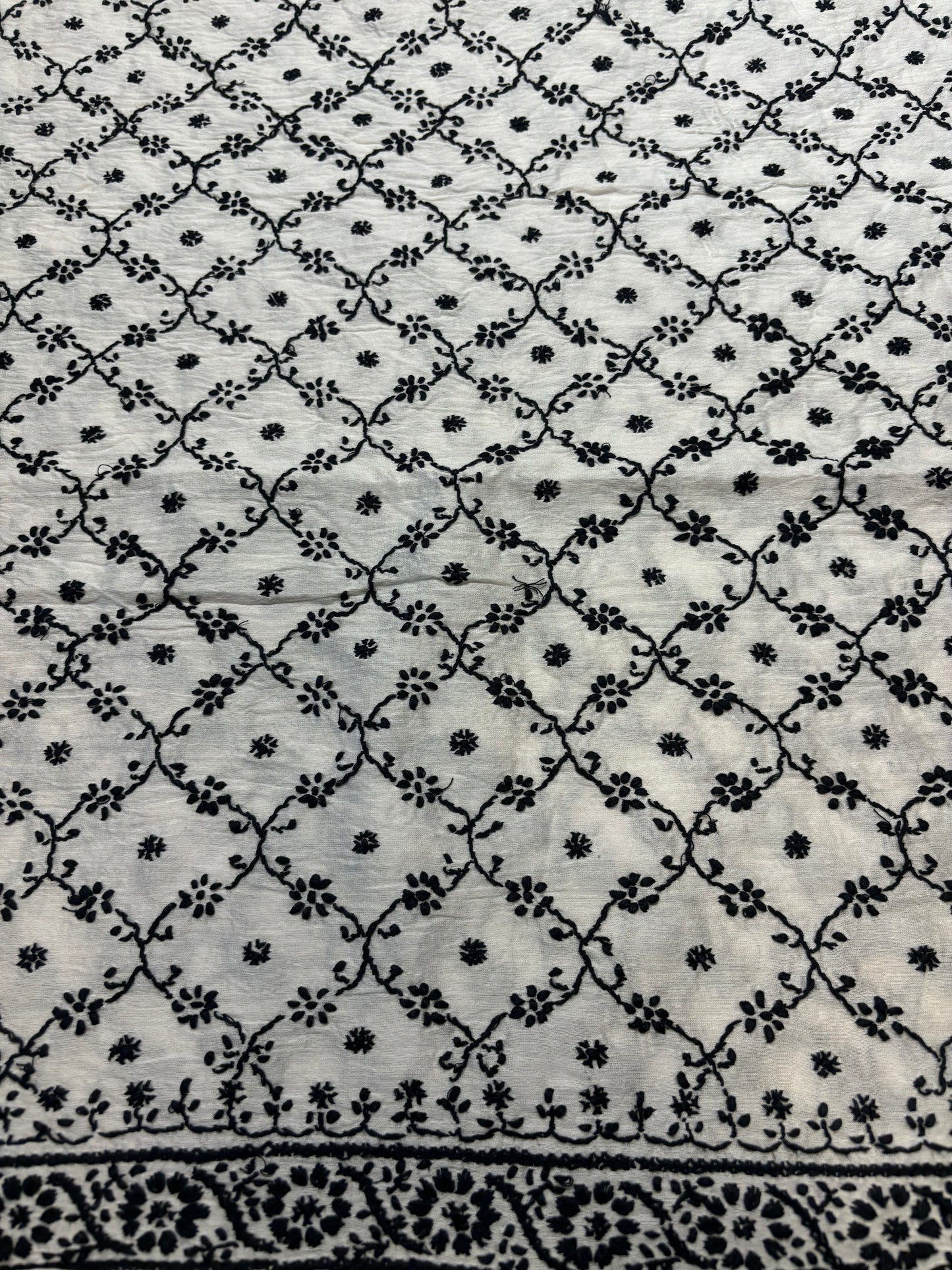 Dyeable Chanderi Silk Chikankari Men's Kurta Fabric