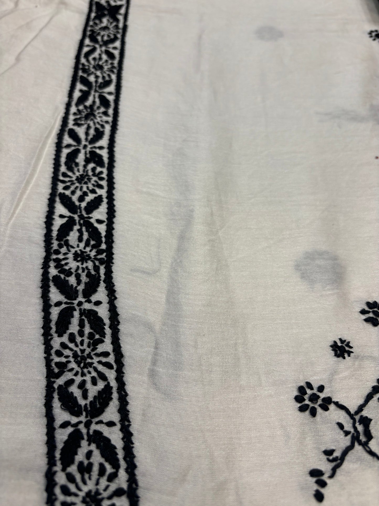 Dyeable Chanderi Silk Chikankari Men's Kurta Fabric