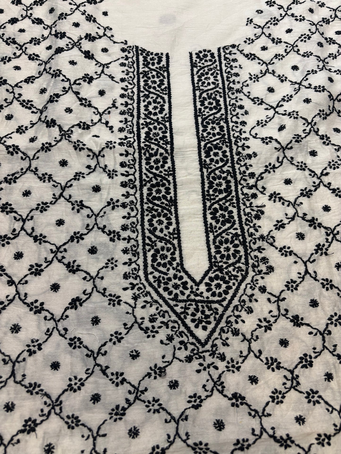 Dyeable Chanderi Silk Chikankari Men's Kurta Fabric