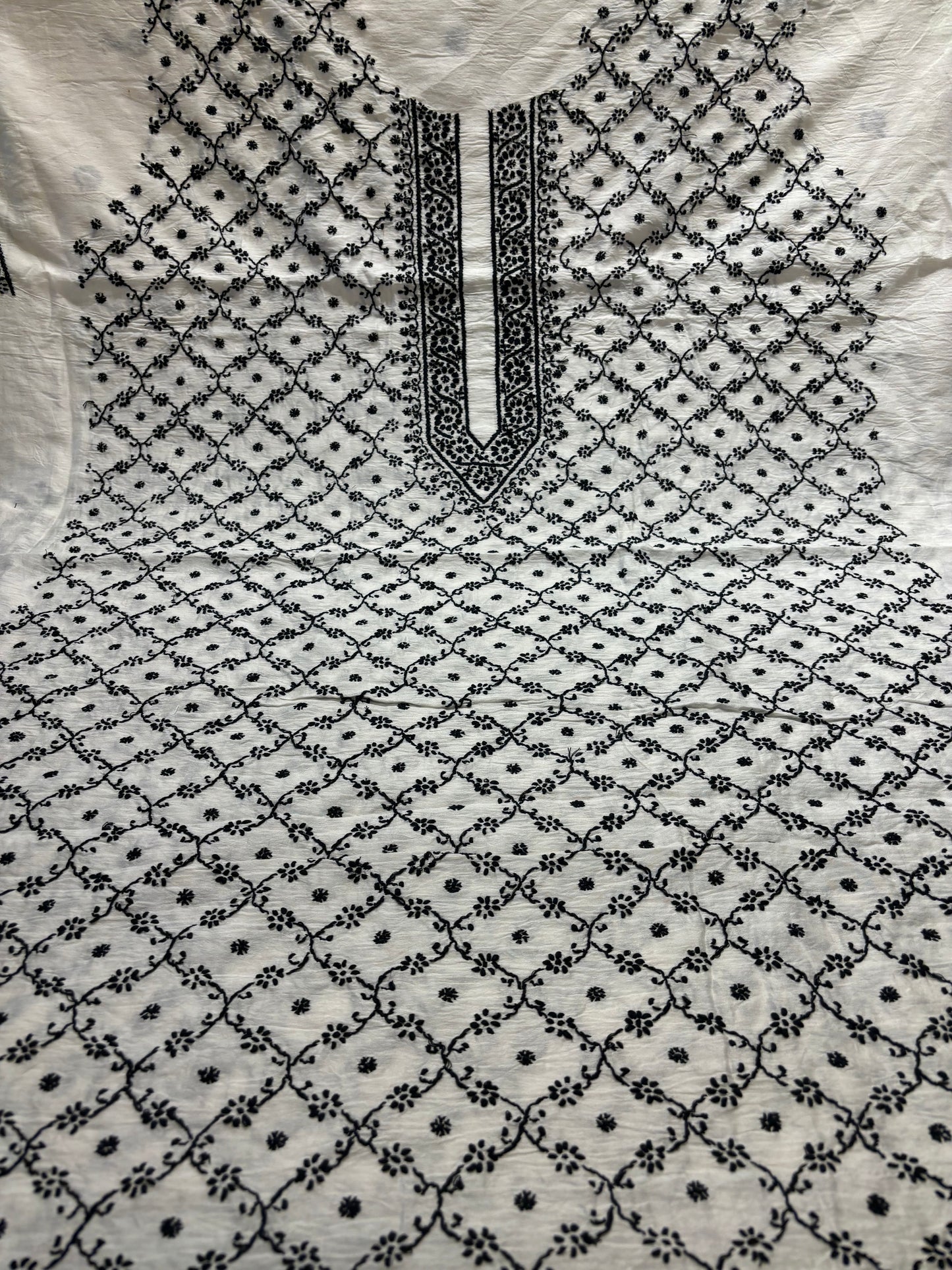 Dyeable Chanderi Silk Chikankari Men's Kurta Fabric