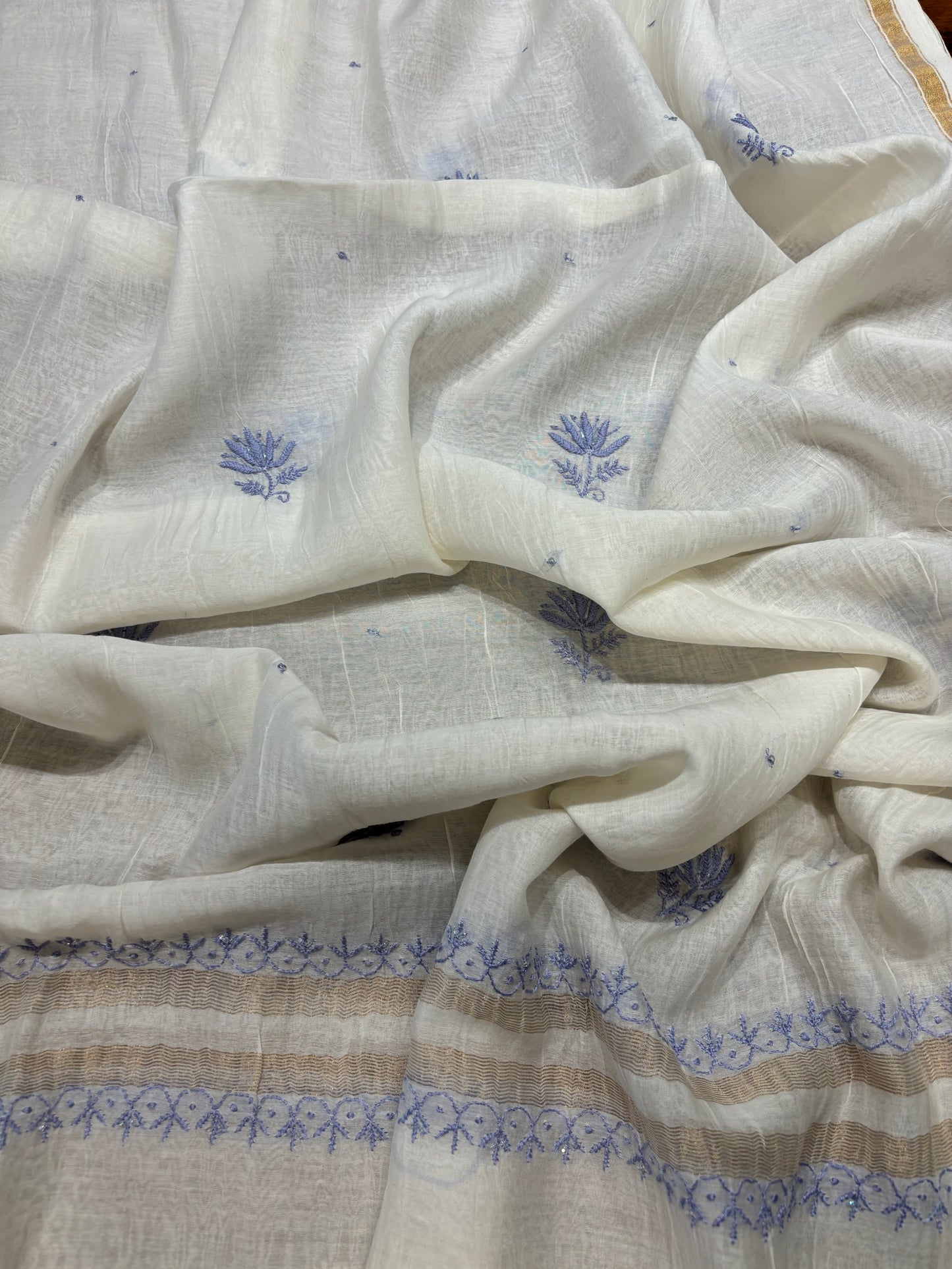 Dyeable Chanderi Mul Chikankari Kurta and Dupatta Fabric