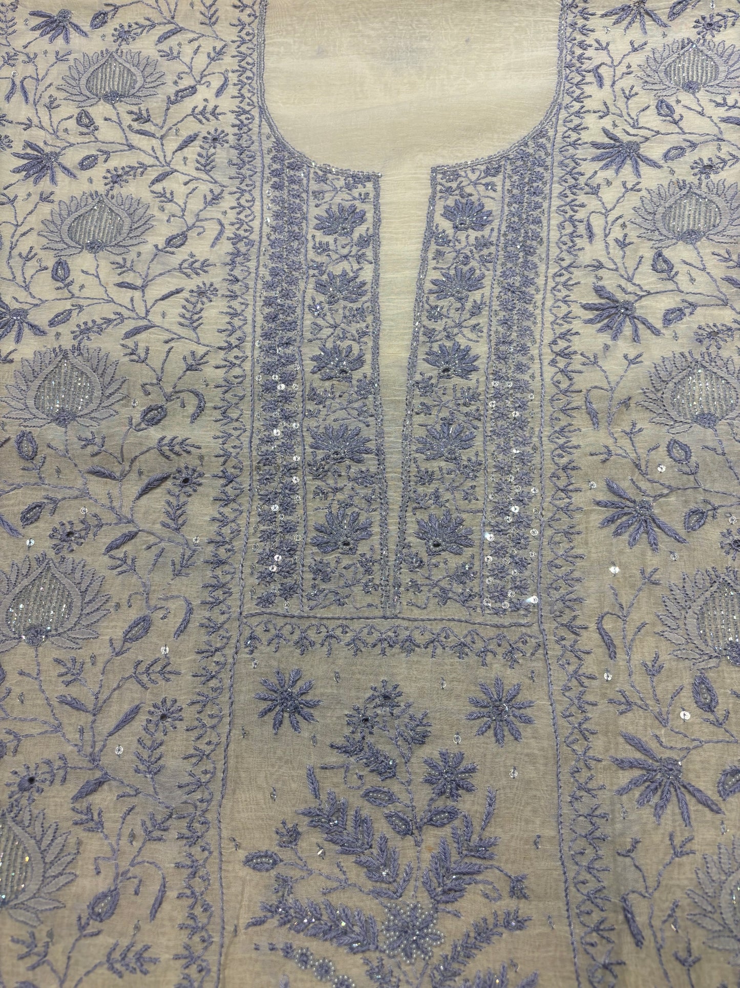 Dyeable Chanderi Mul Chikankari Kurta and Dupatta Fabric