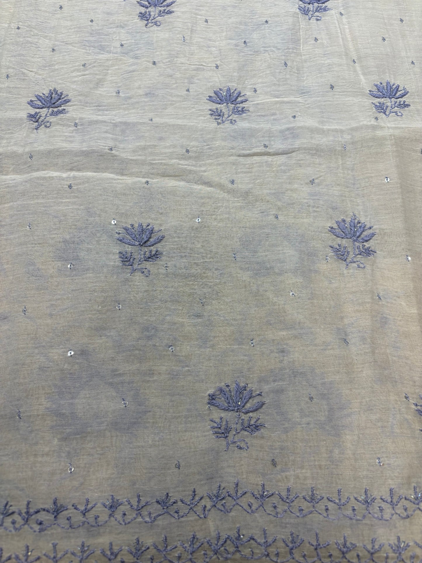 Dyeable Chanderi Mul Chikankari Kurta and Dupatta Fabric