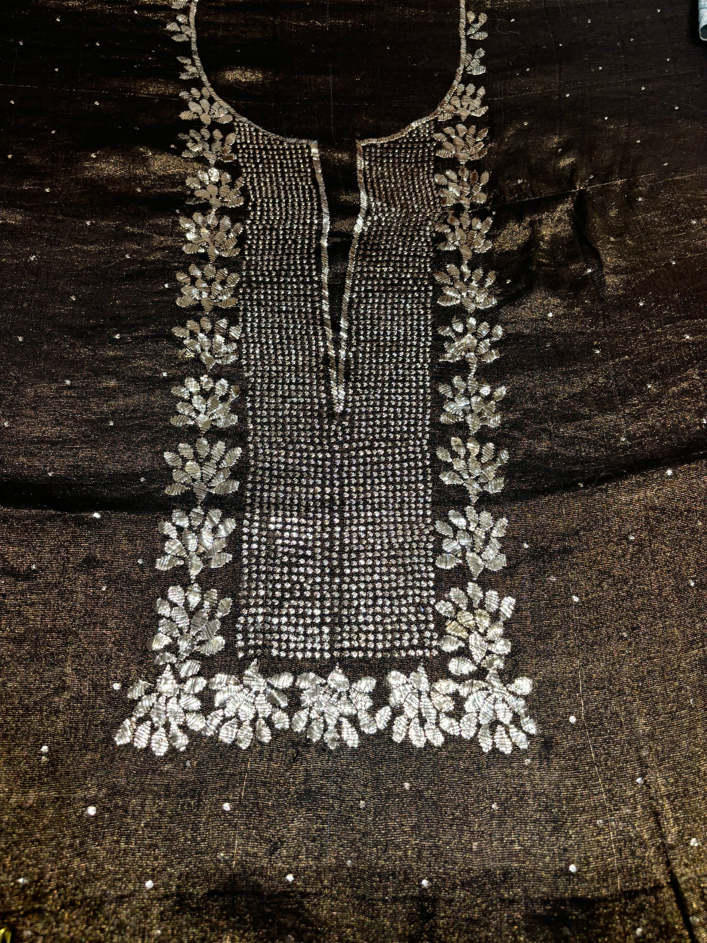 Black  Tissue Badla Kurta and Dupatta Fabric