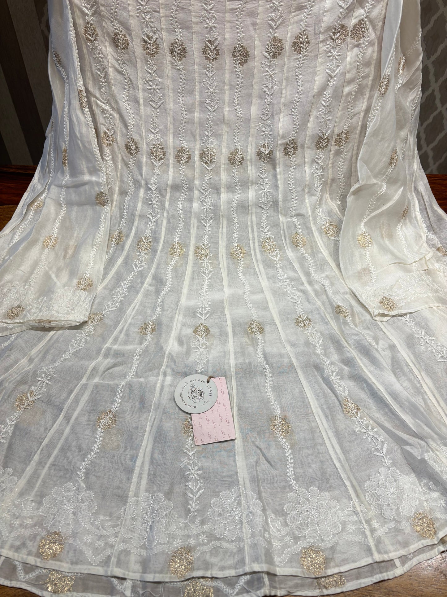 Dyeable Pure Chanderi Silk Chikankari kalidar co-ord set