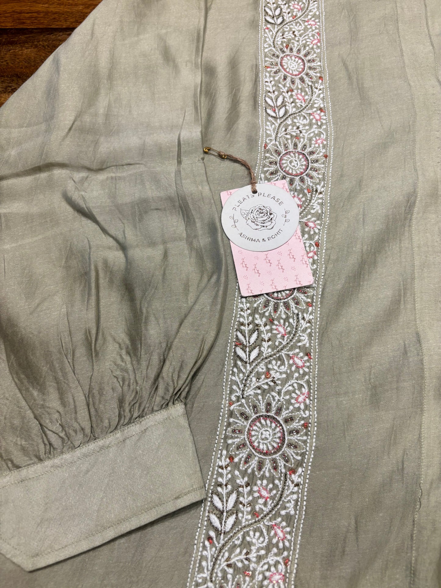Sage Green Silk Chikankari Shirt