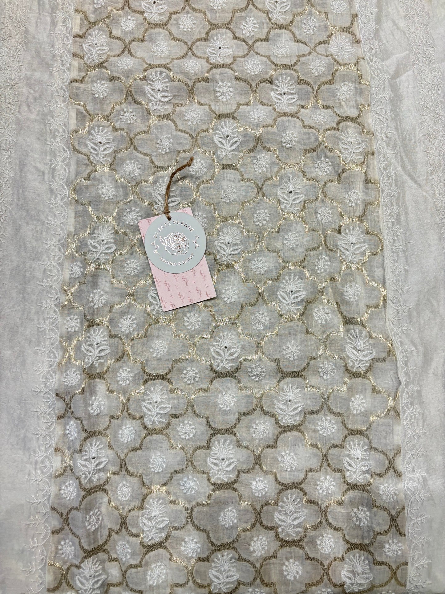 Dyeable Chanderi Mul Chikankari Anarkali and Dupatta set