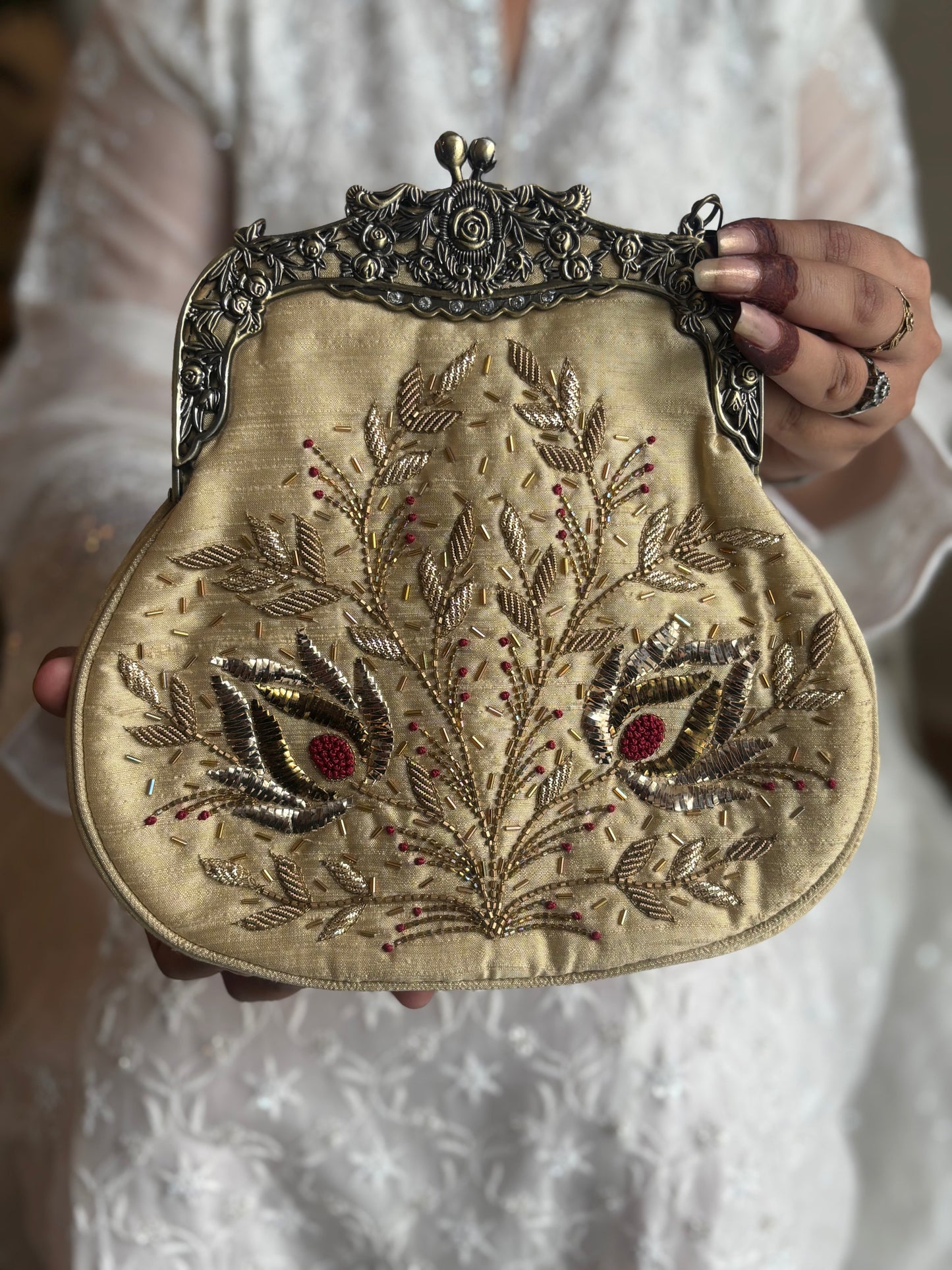 Golden Silk Mukaish Clutch
