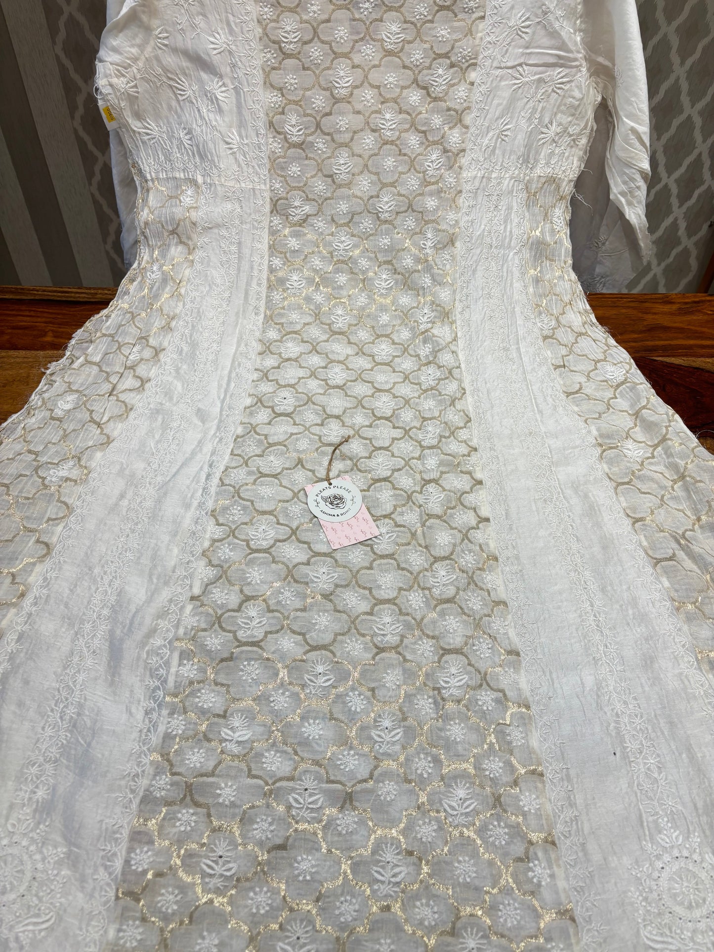 Dyeable Chanderi Mul Chikankari Anarkali and Dupatta set