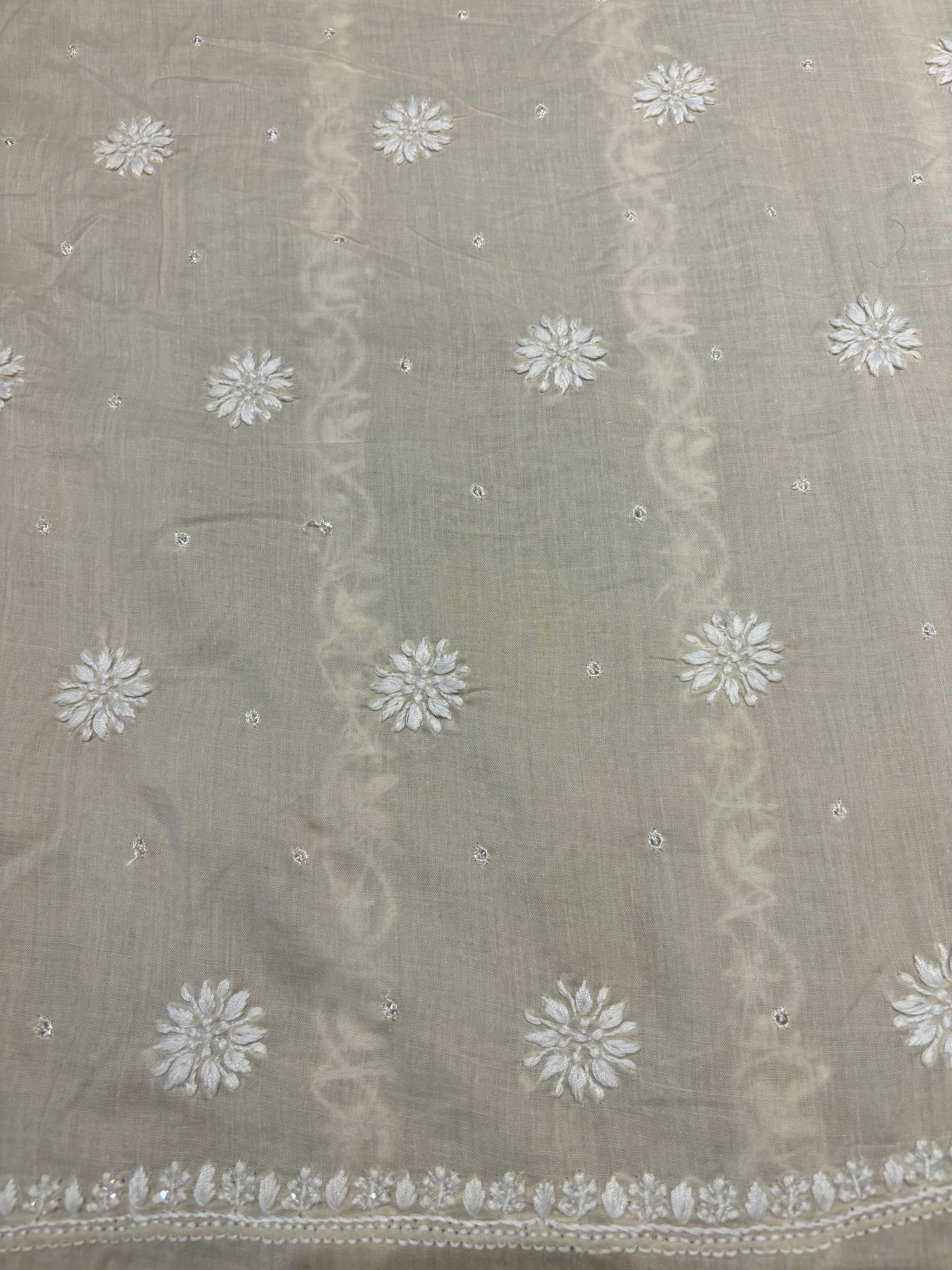 Warm beige Chikankari Kurta Fabric