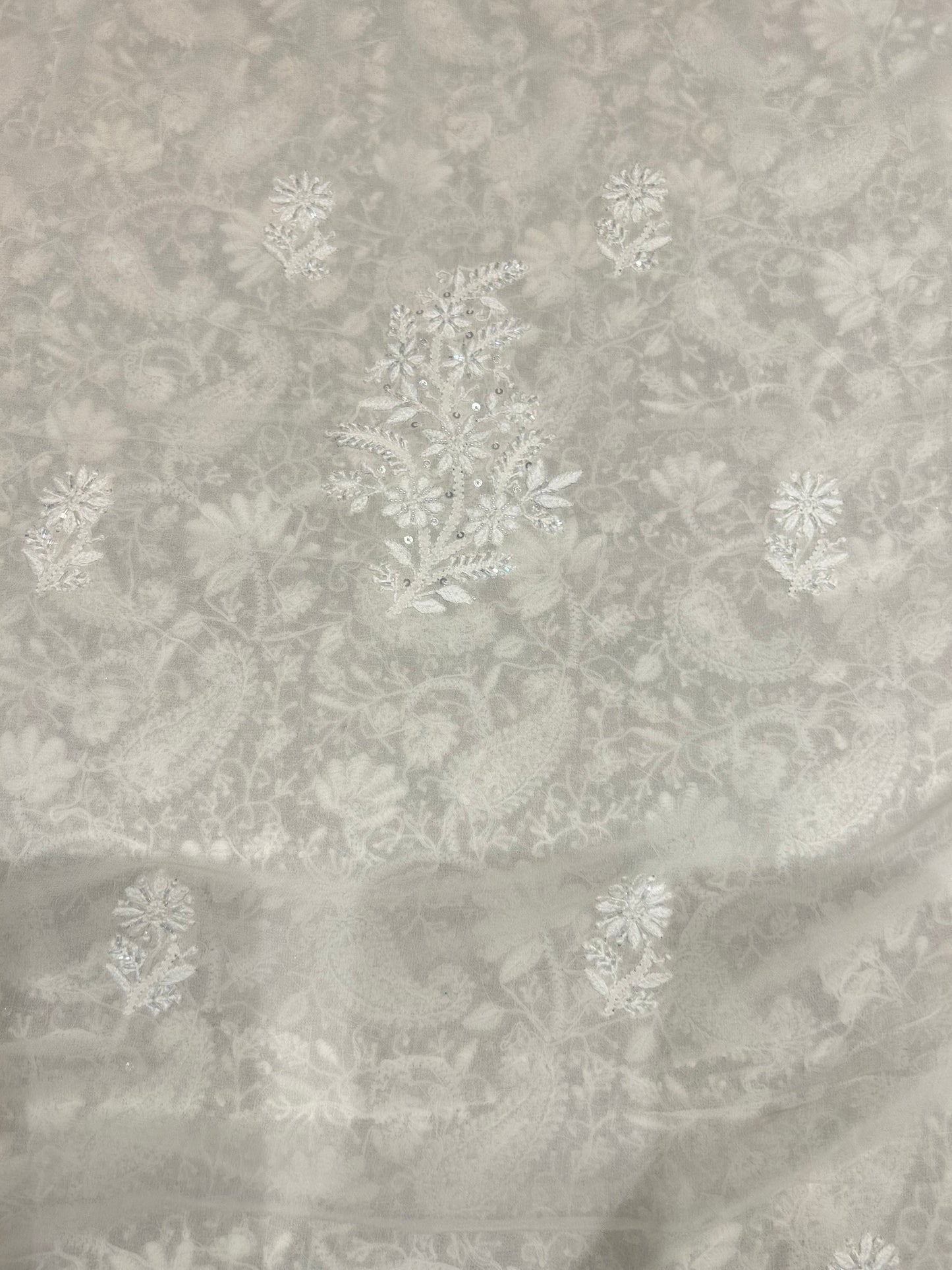 Dyeable Georgette Chikankari Kurta &Dupatta Fabric