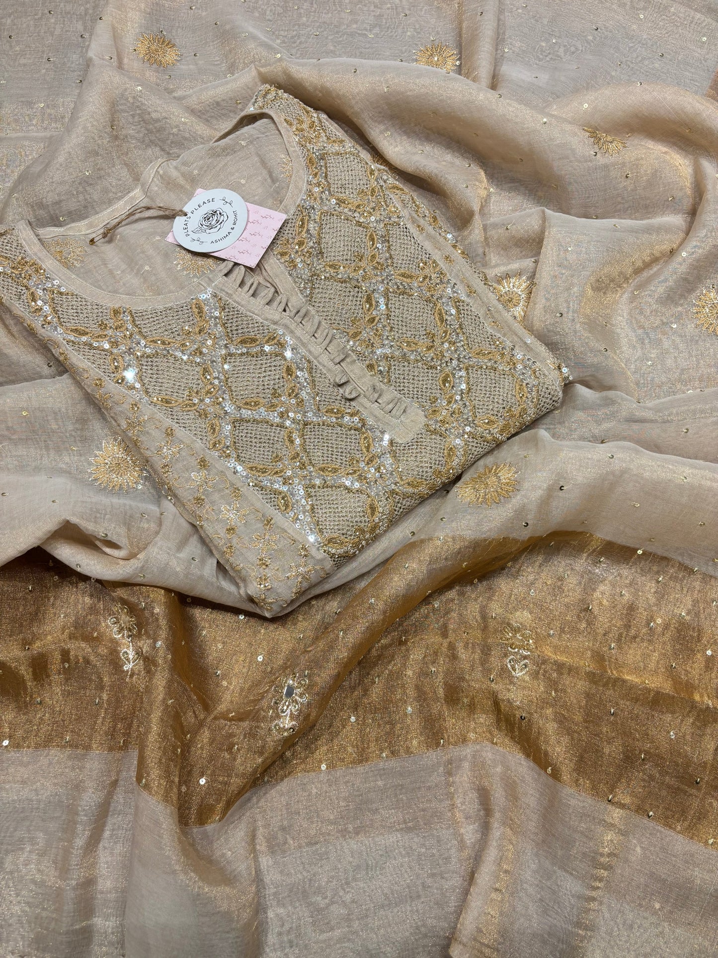 Dyeable Natural Tissue Chikankari Anarkali and Dupatta