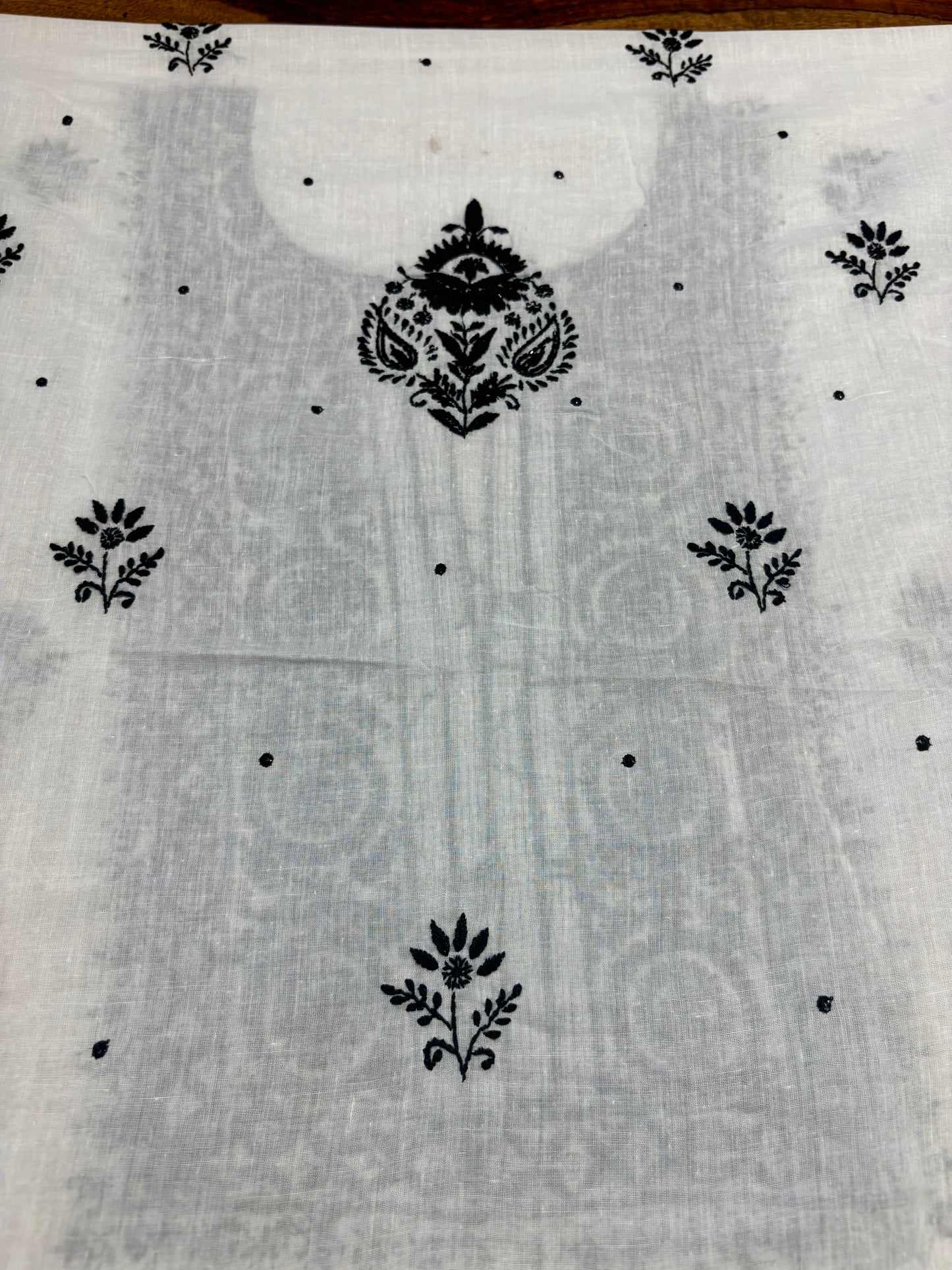 White Mul Chikankari Kurta Fabric