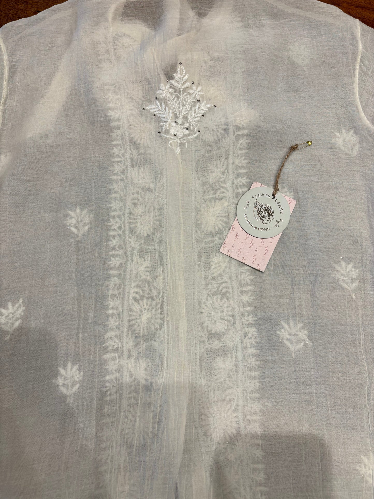 Dyeable Chanderi Silk Chikankari Shirt