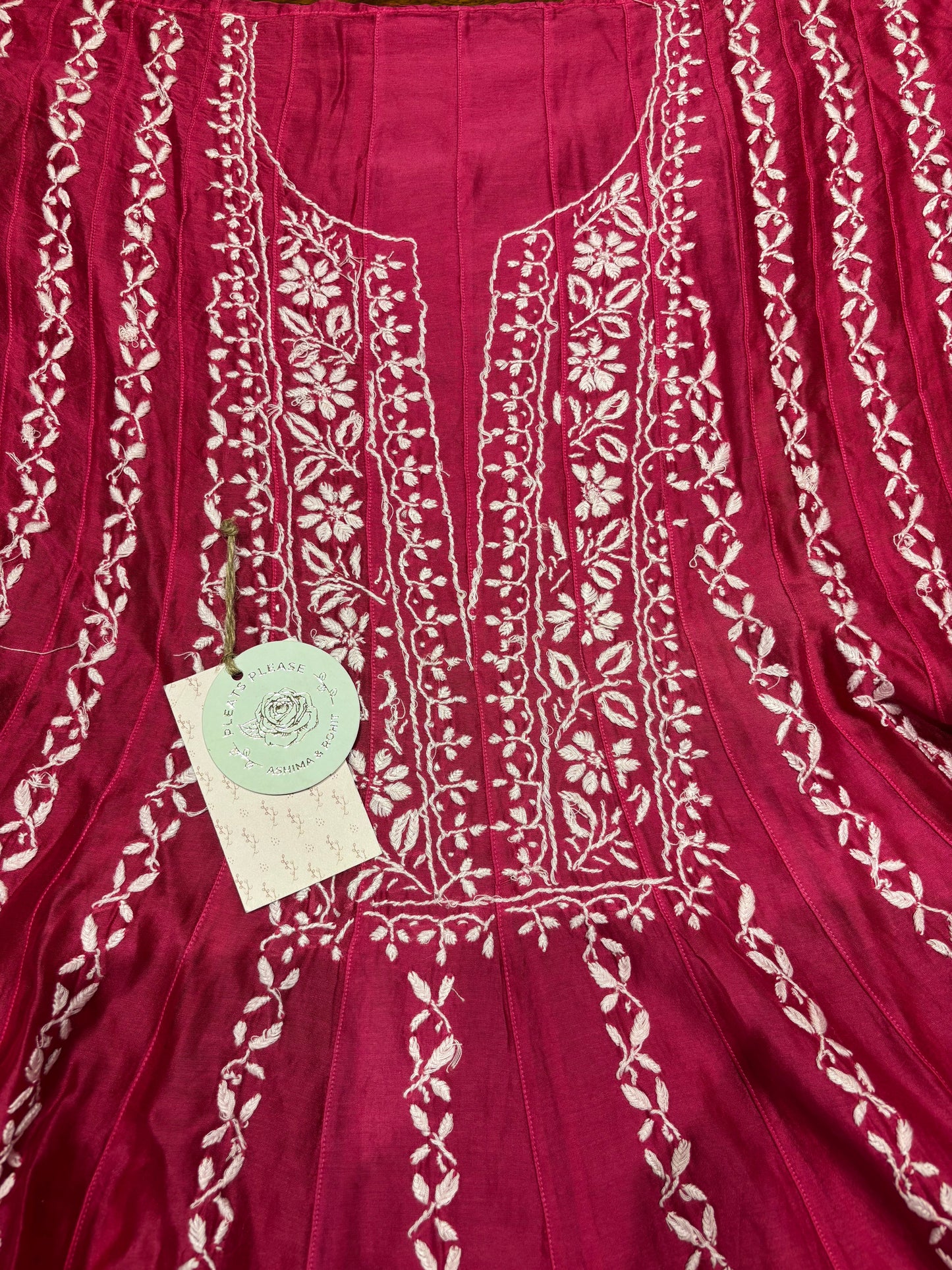 Fuchsia Pink Chanderi Silk Chikankari  Co-ord Set