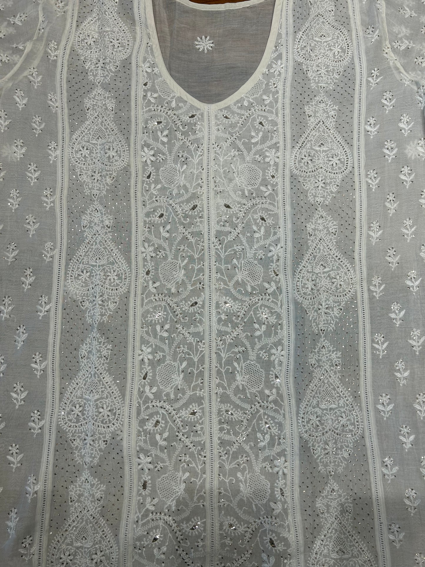 Dyeable Chanderi Mul Chikankari Kurta and Dupatta Fabric