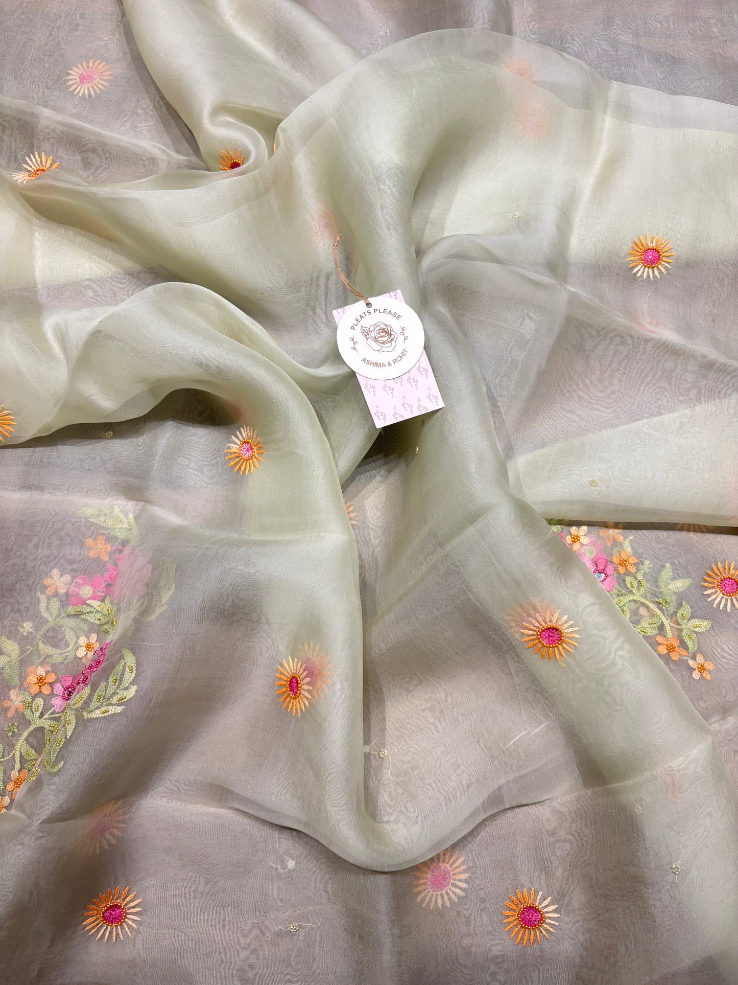 Dyeable Organza Silk Chikankari Kurta and Dupatta