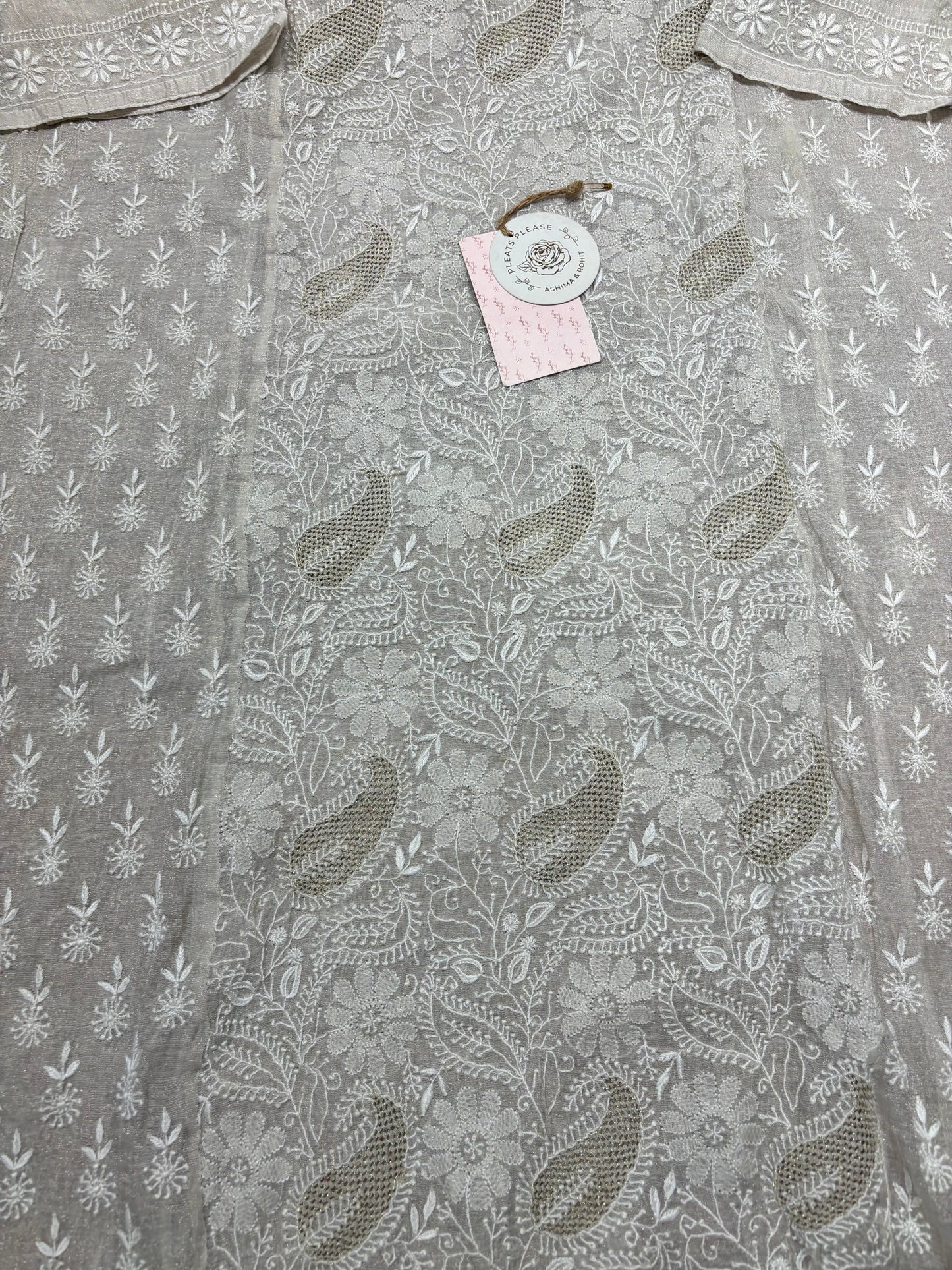 Dyeable pure silver tissue straight kurta and dupatta set