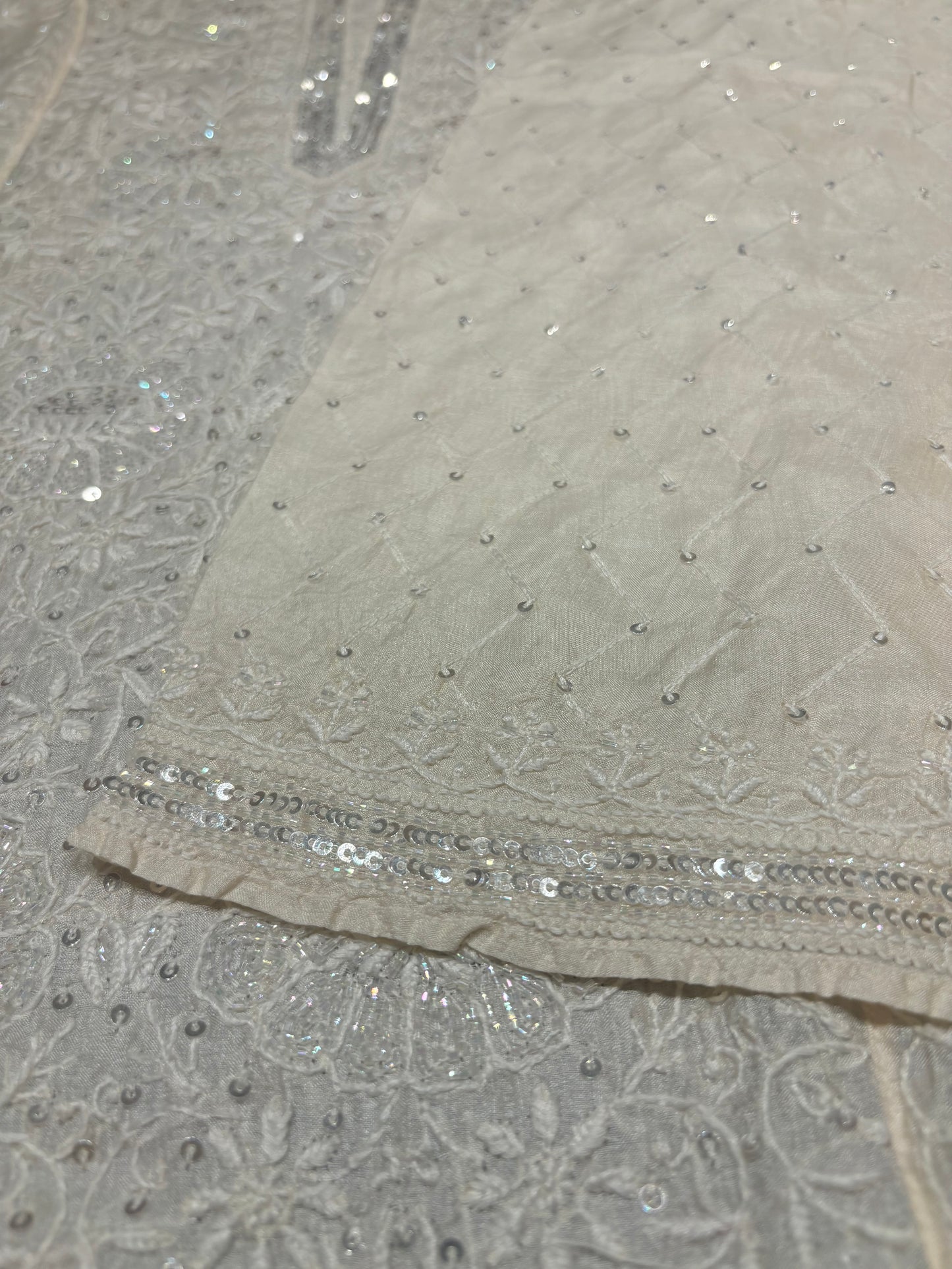 Dyeable Silk Chikankari Kurta and dupatta