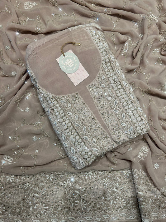 Cuban Sand Pure Georgette Kurta And Dupatta Fabric