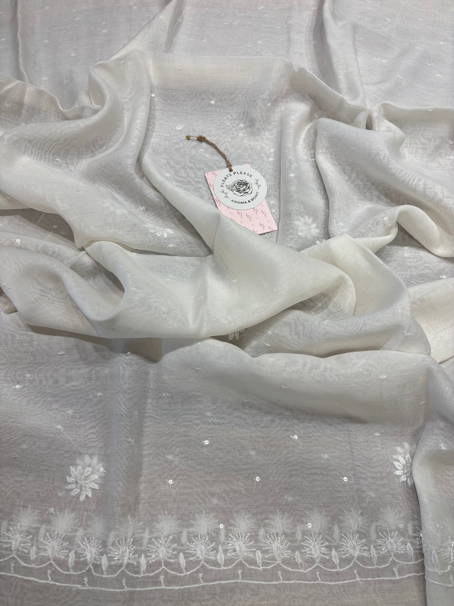 Dyeable Chanderi Mul Chikankari Kurta and Dupatta set