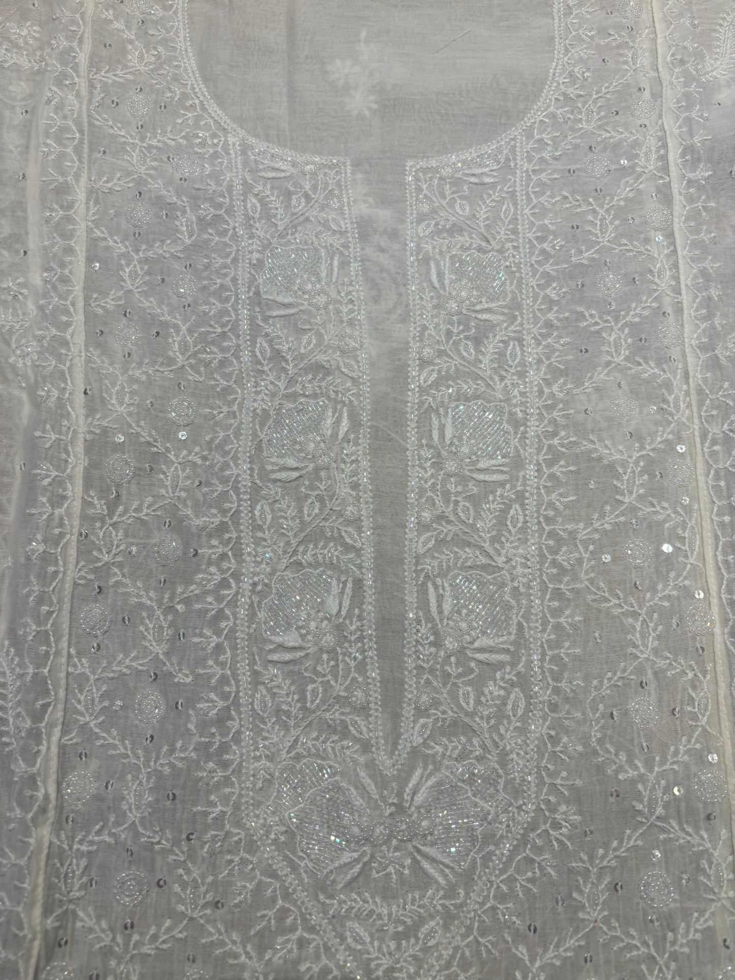 Dyeable Chanderi Mul Chikankari Kurta and Dupatta