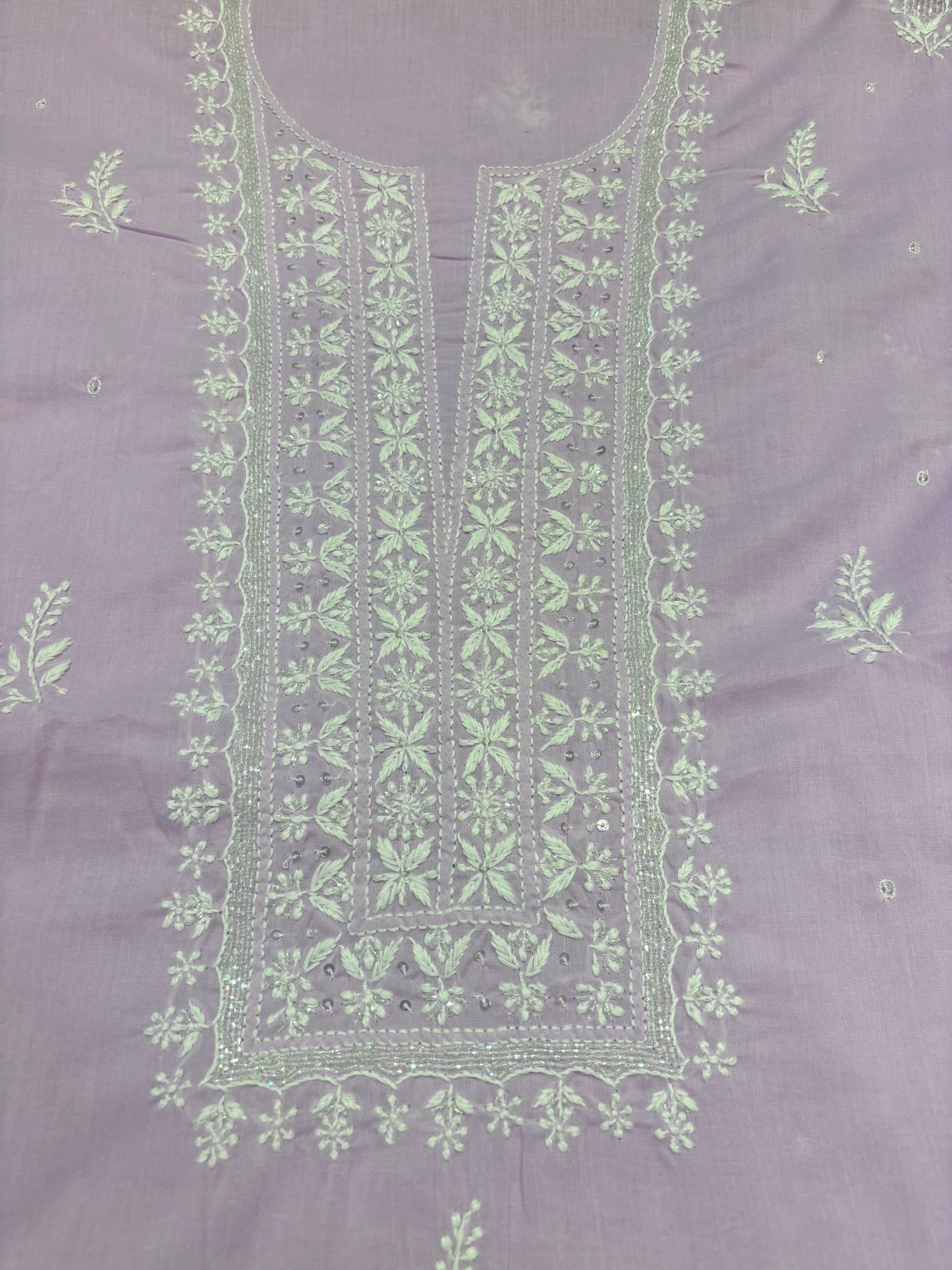 Sunset Purple Mul Chikankari Kurta Fabric