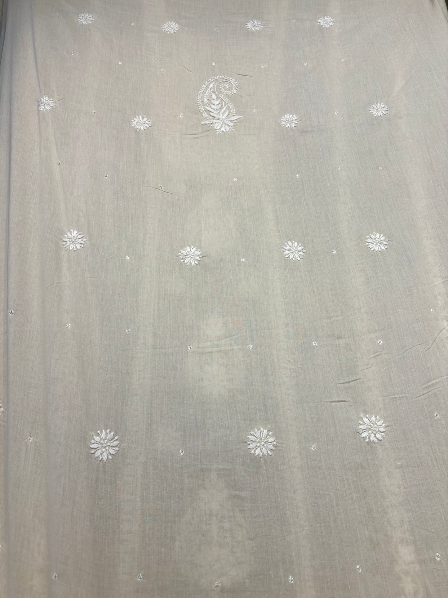 Warm beige Chikankari Kurta Fabric