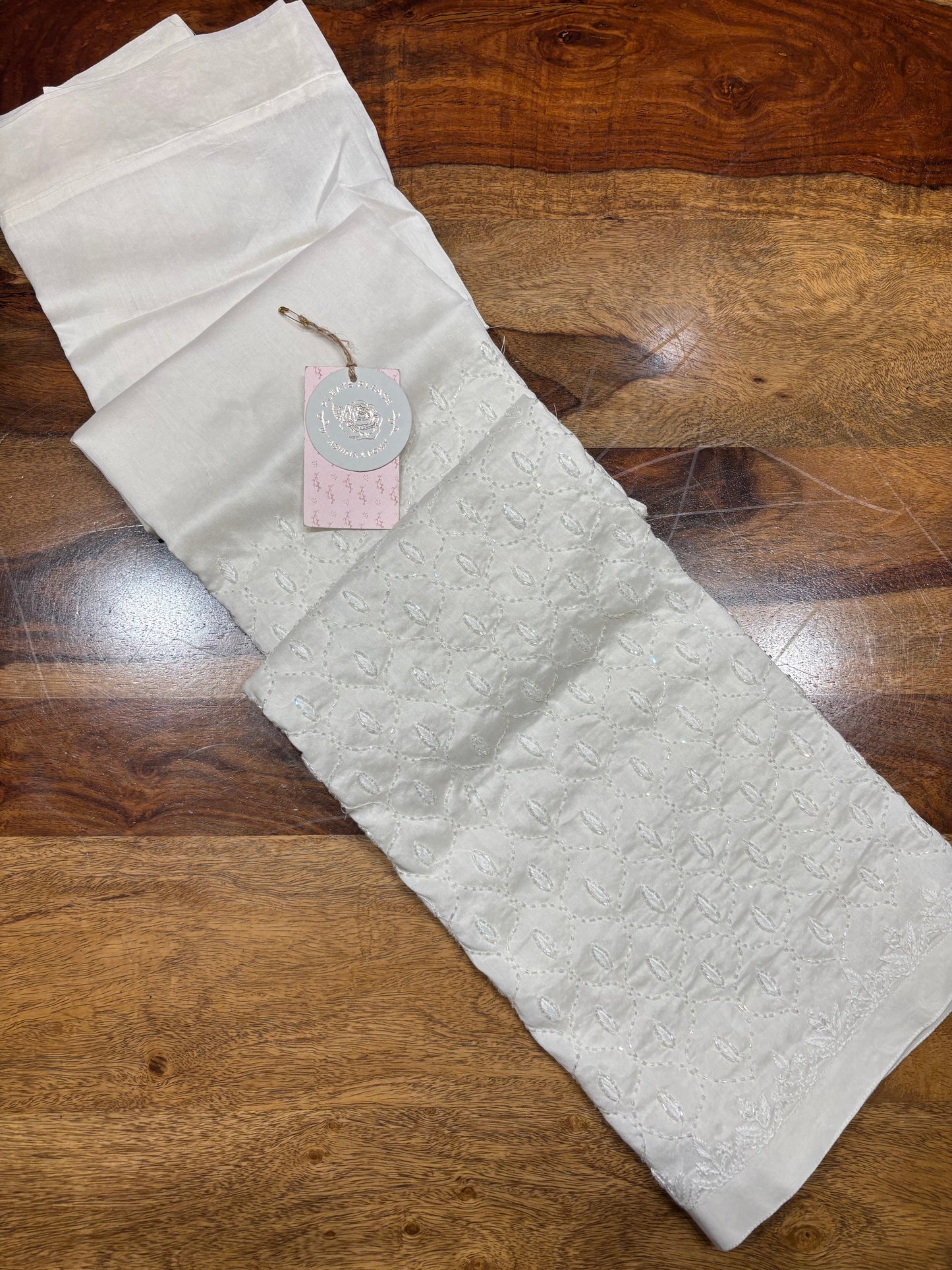 Dyeable Chanderi Silk Chikankari Pant